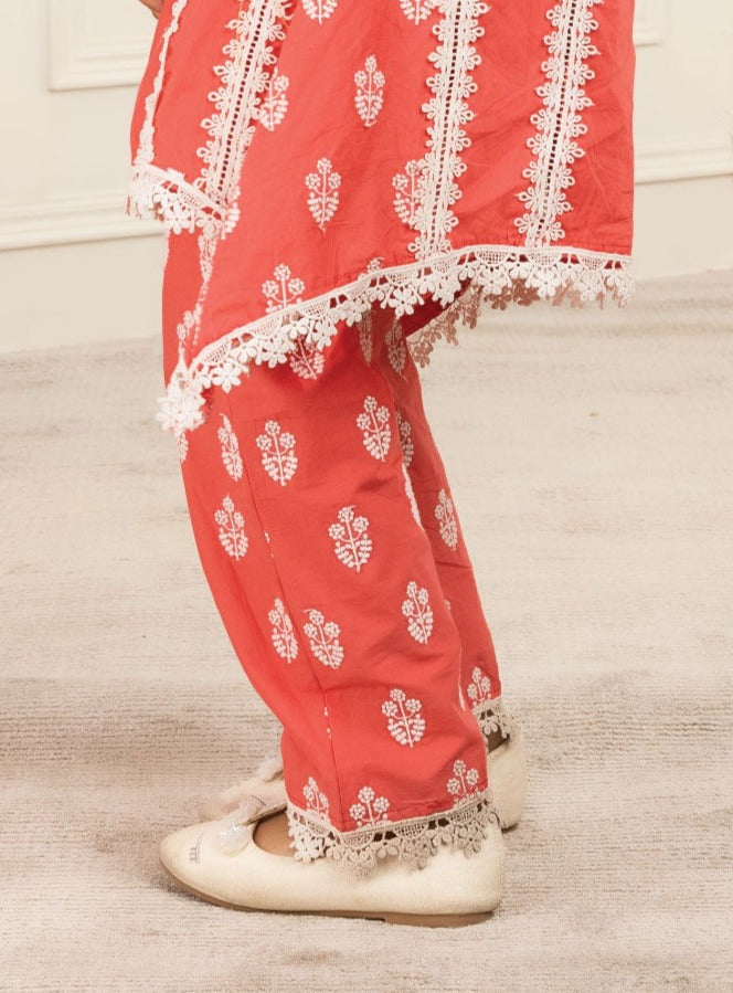 Mulmul Supima Cotton Amaris Red Pant