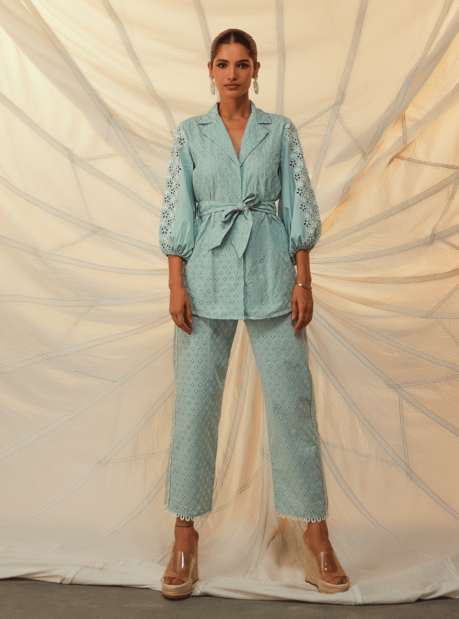 Flor Supima Cotton Light Blue Top with Pant Set