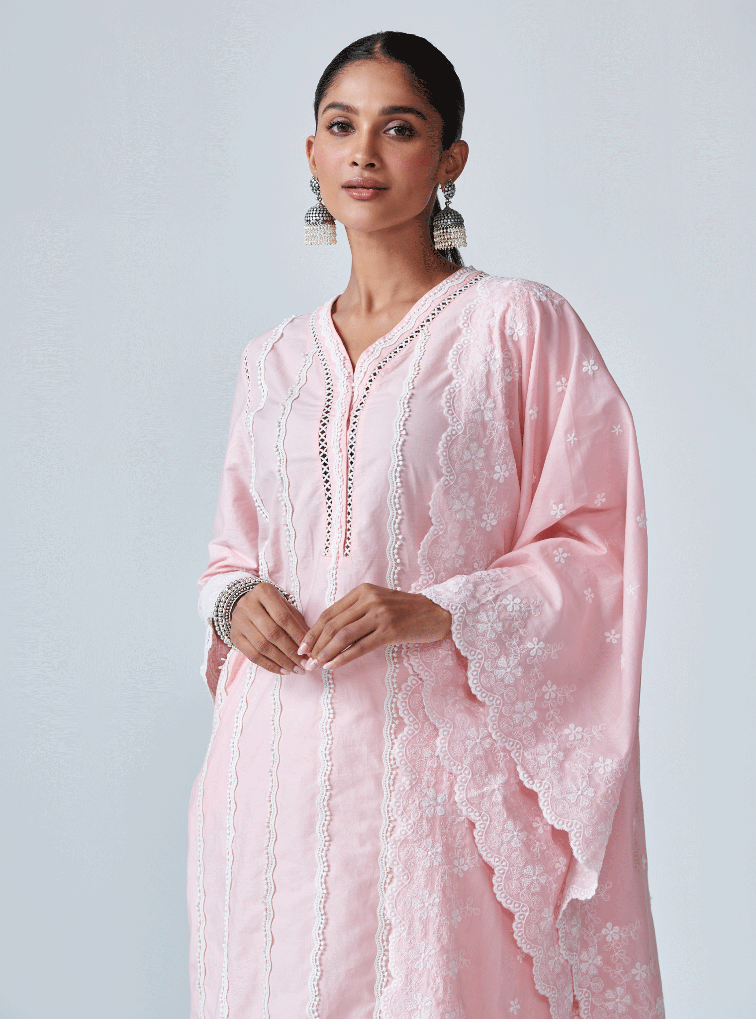 Mulmul Supima Cotton Ellen Pink Kurta