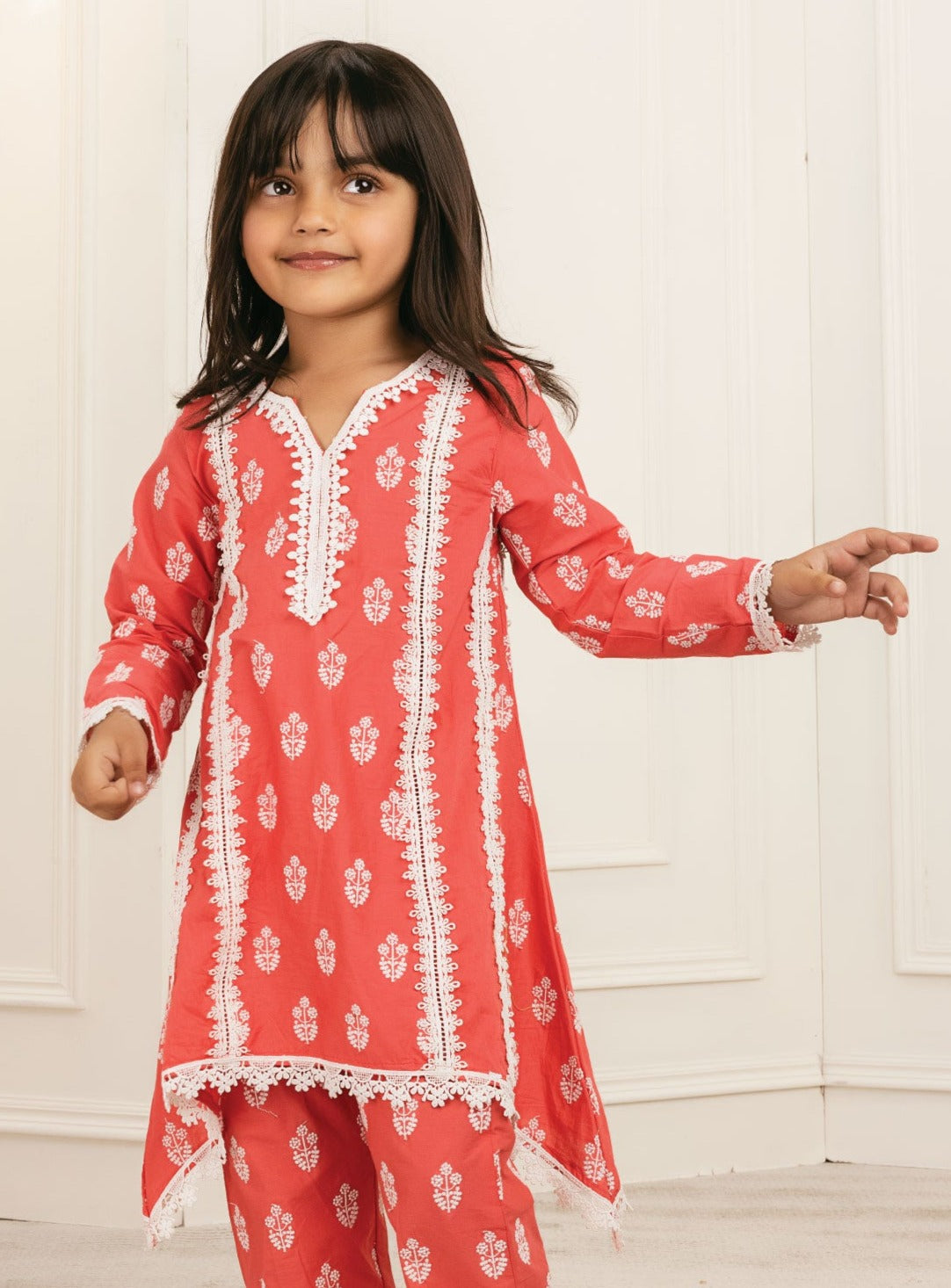 Mulmul Supima Cotton Amaris Red Kurta