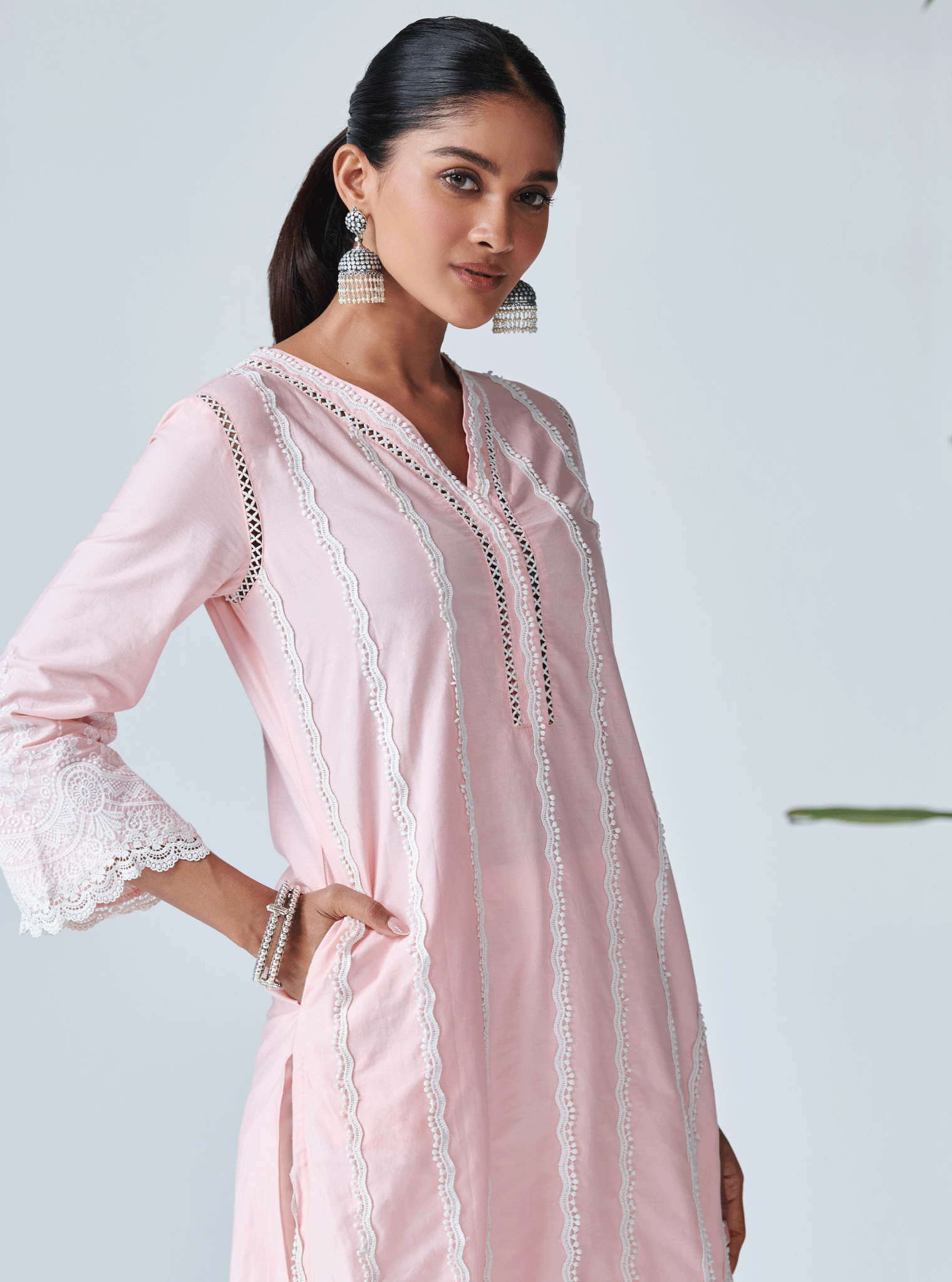 Mulmul Supima Cotton Ellen Pink Kurta
