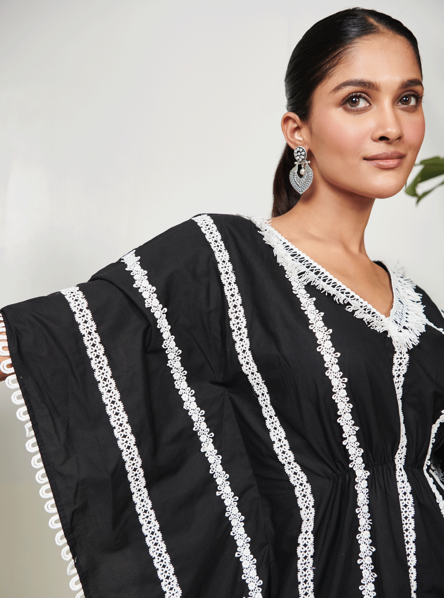 Mulmul Supima Cotton Vivian Black Kaftan