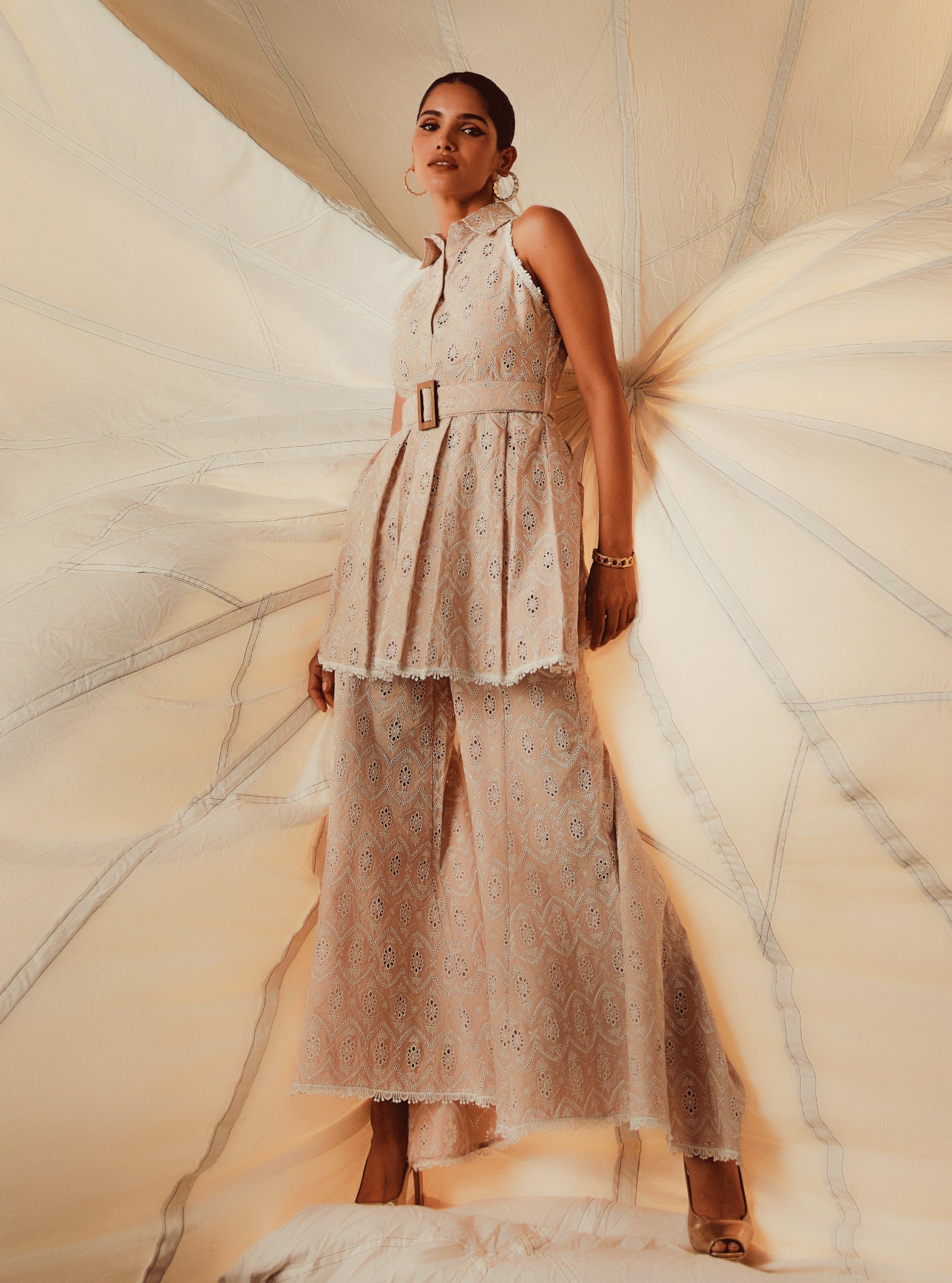 Jenn Supima Cotton Khaki Top with Pant Set