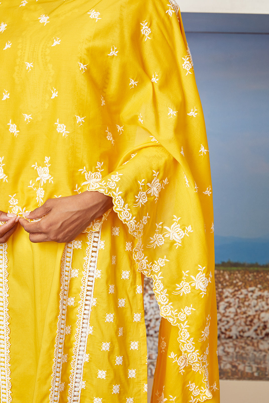 Mulmul Supima Cotton Vega Mango Dupatta