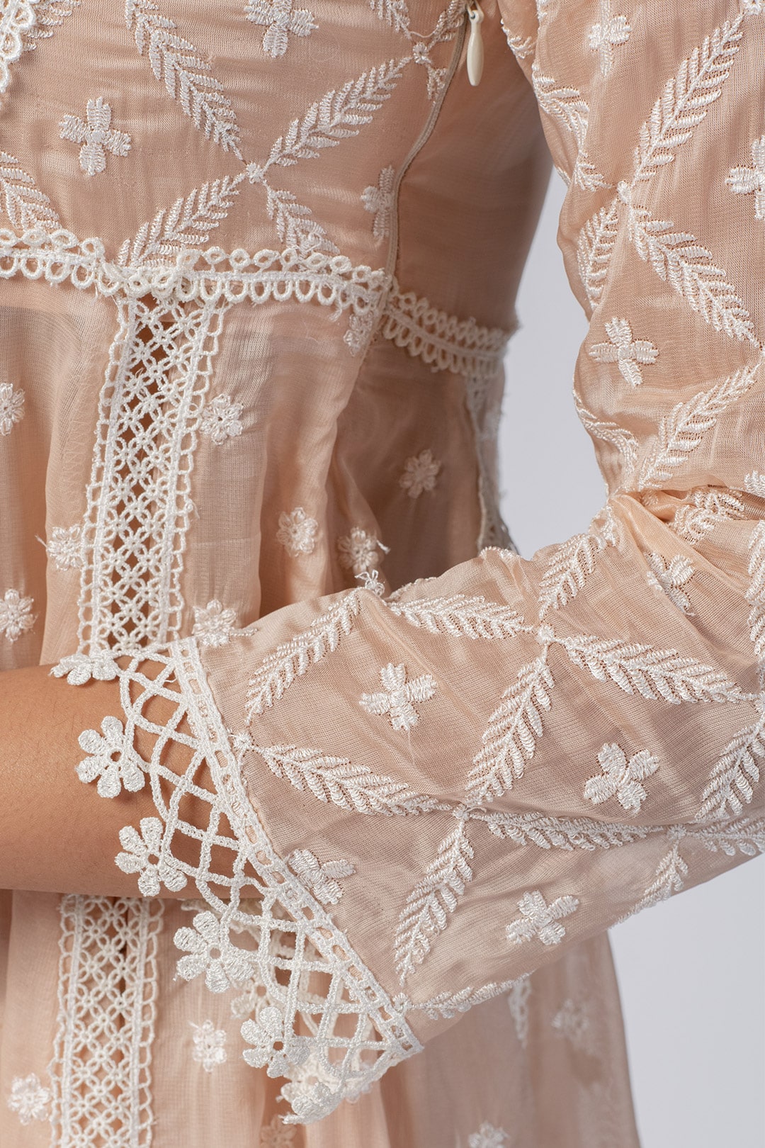 Mulmul Organza Valerie Anarkali Beige Kurta