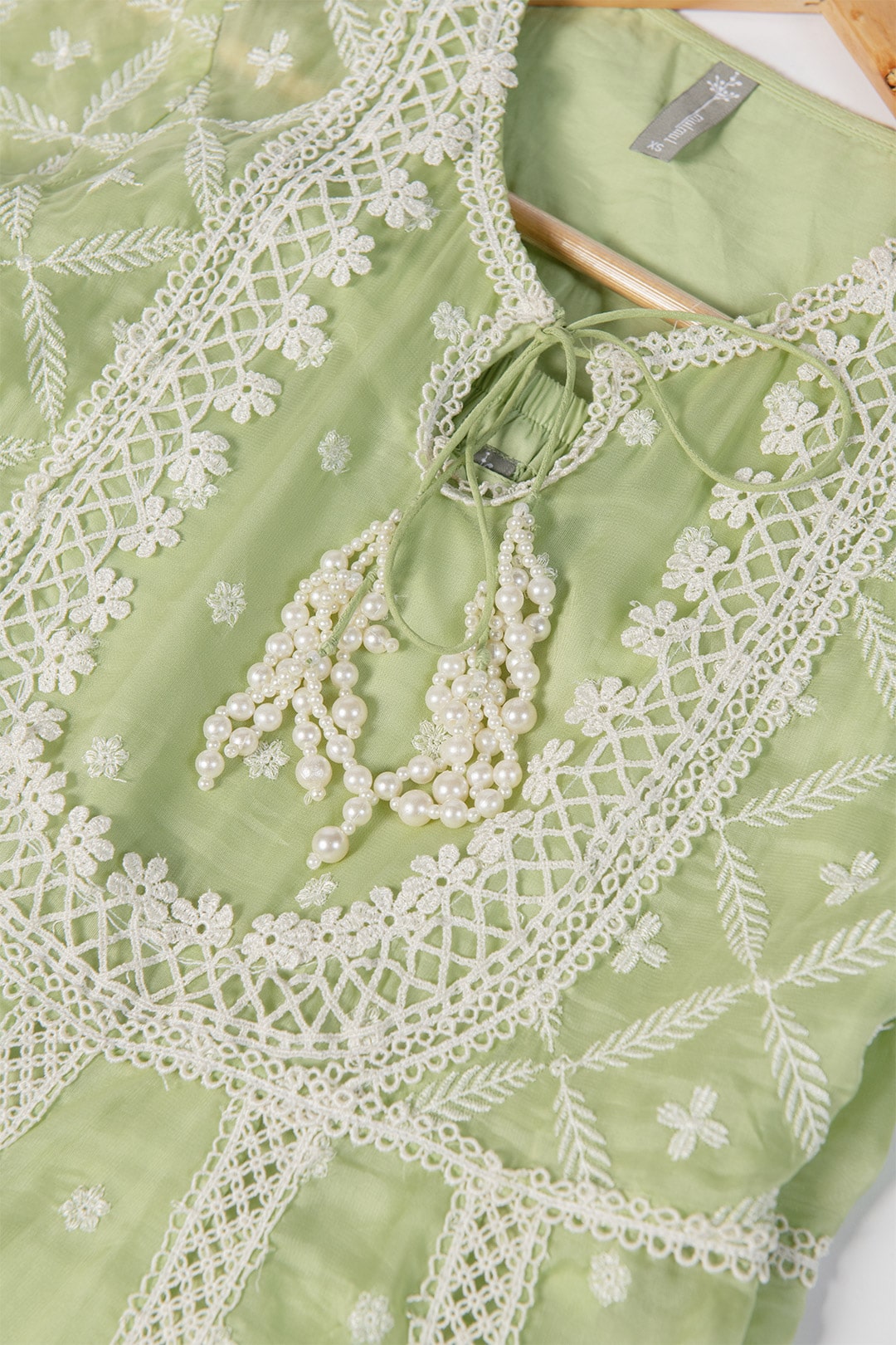 Mulmul Organza Valerie Anarkali Green Kurta