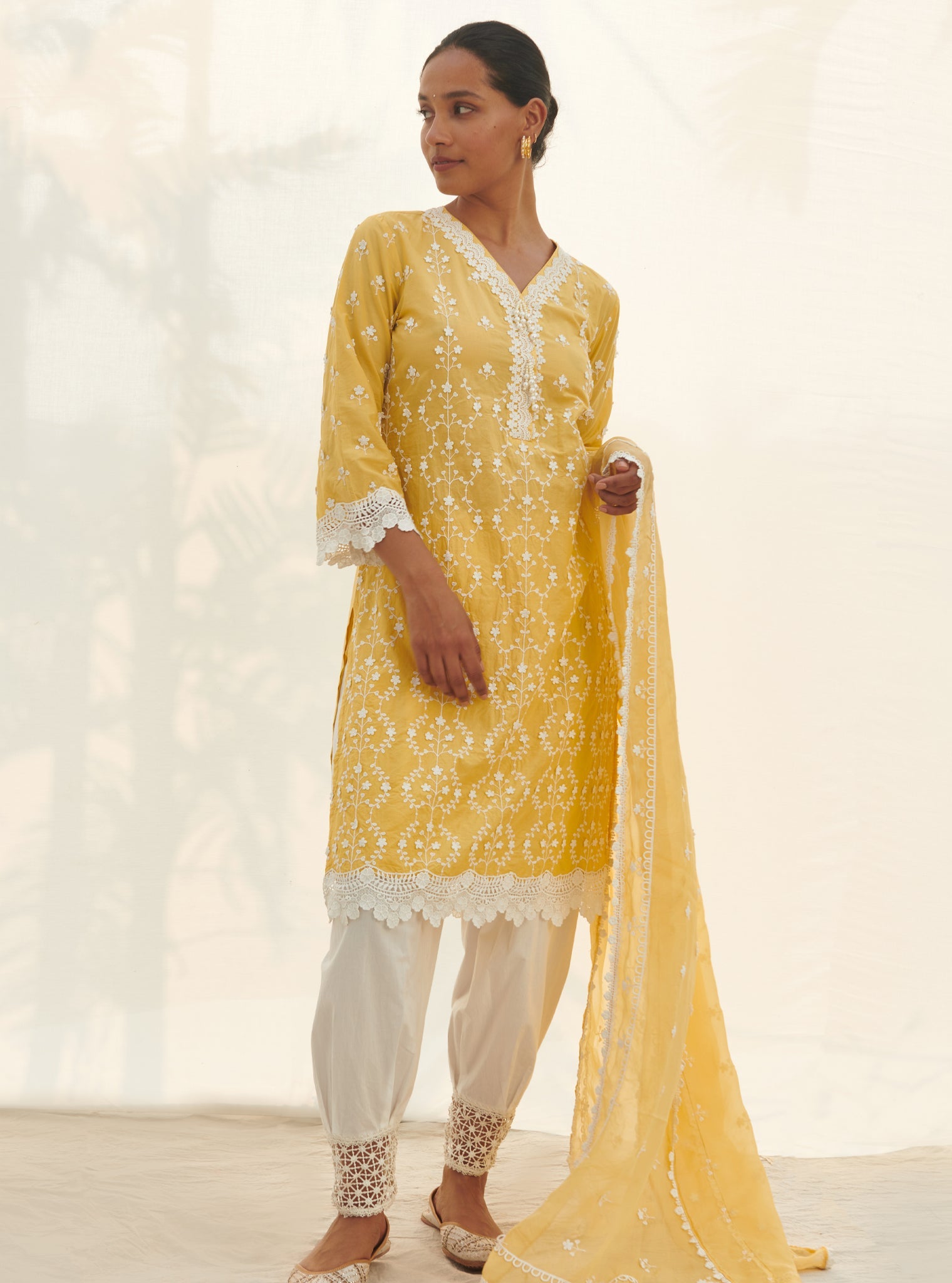 Mulmul Supima Cotton Veliena Yellow kurta