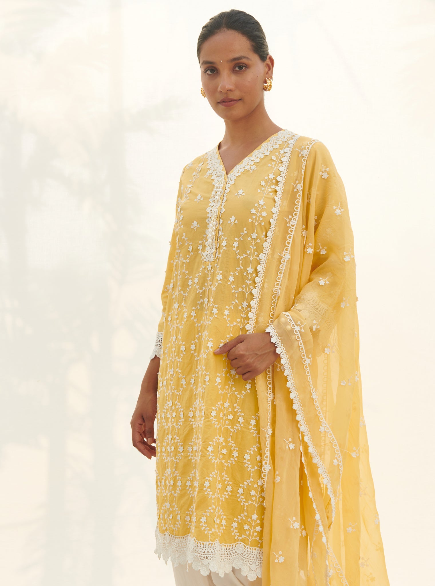 Mulmul Supima Cotton Veliena Yellow kurta
