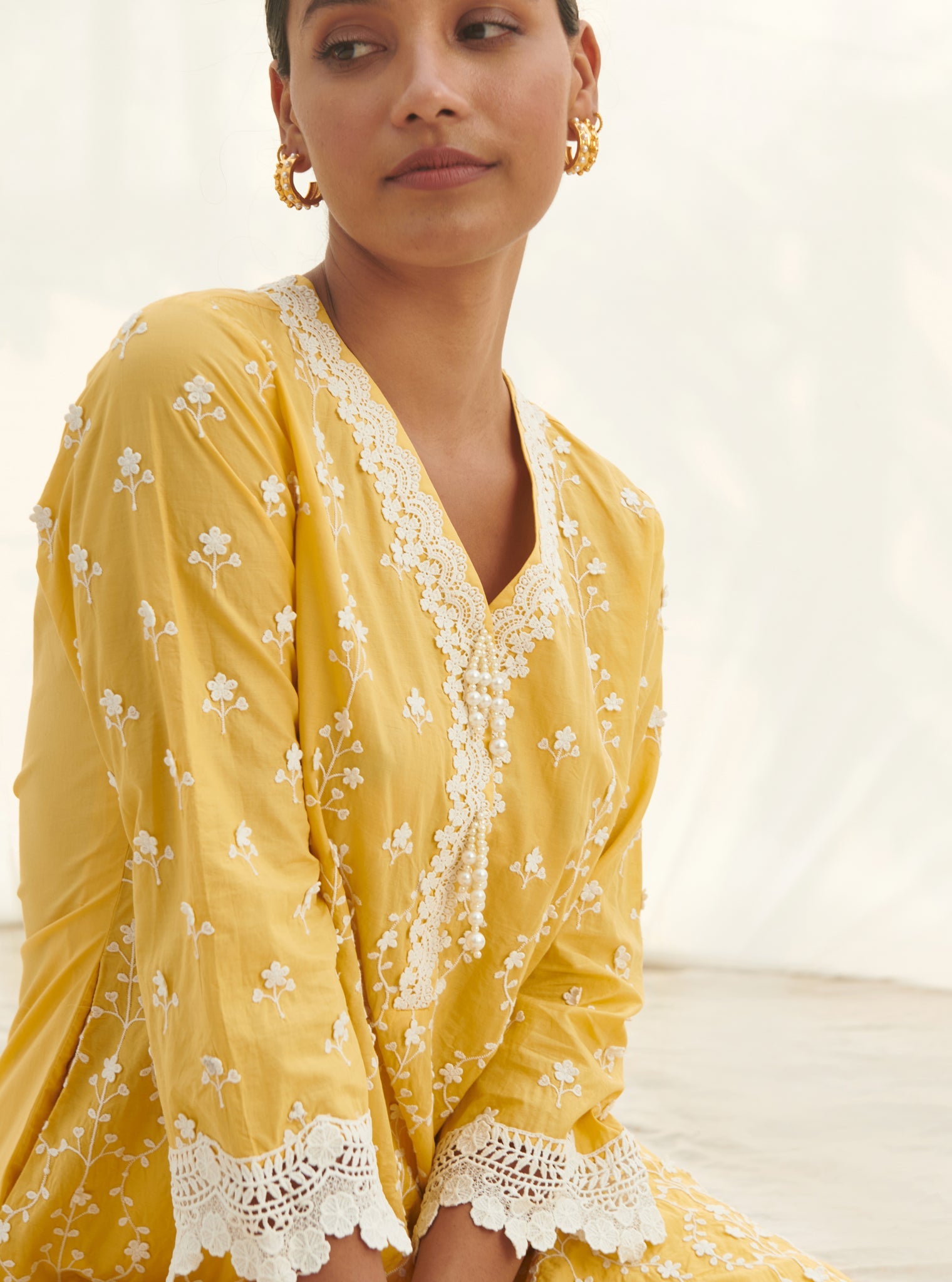 Mulmul Supima Cotton Veliena Yellow kurta
