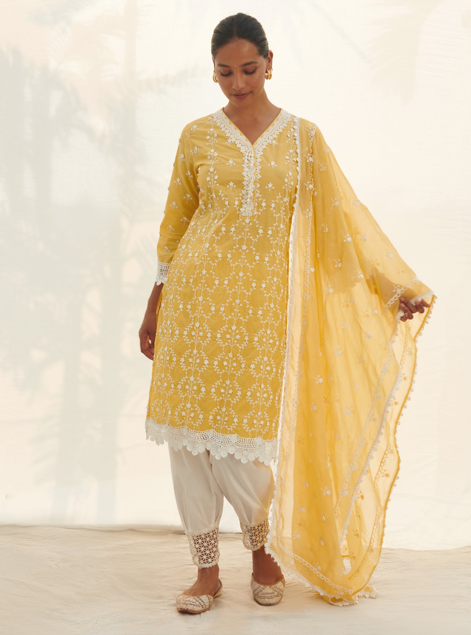 Mulmul Supima Cotton Veliena Yellow kurta
