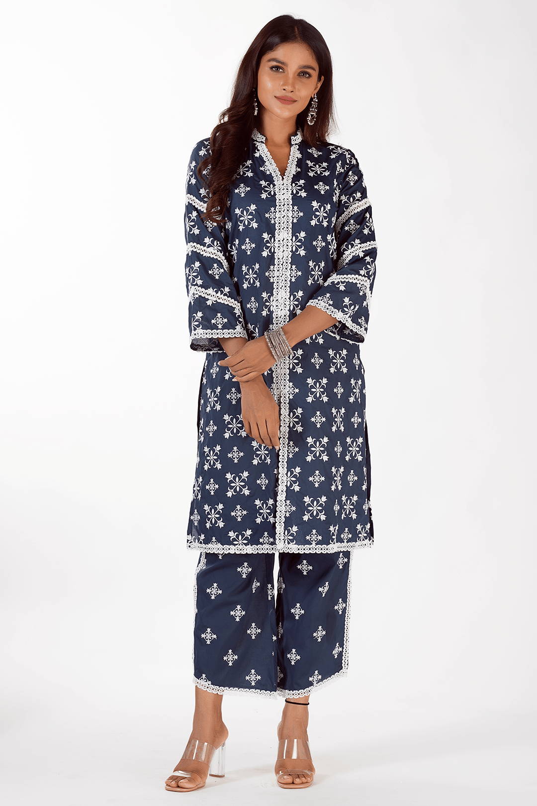 Mulmul Supima Cotton Vera Navy Kurta