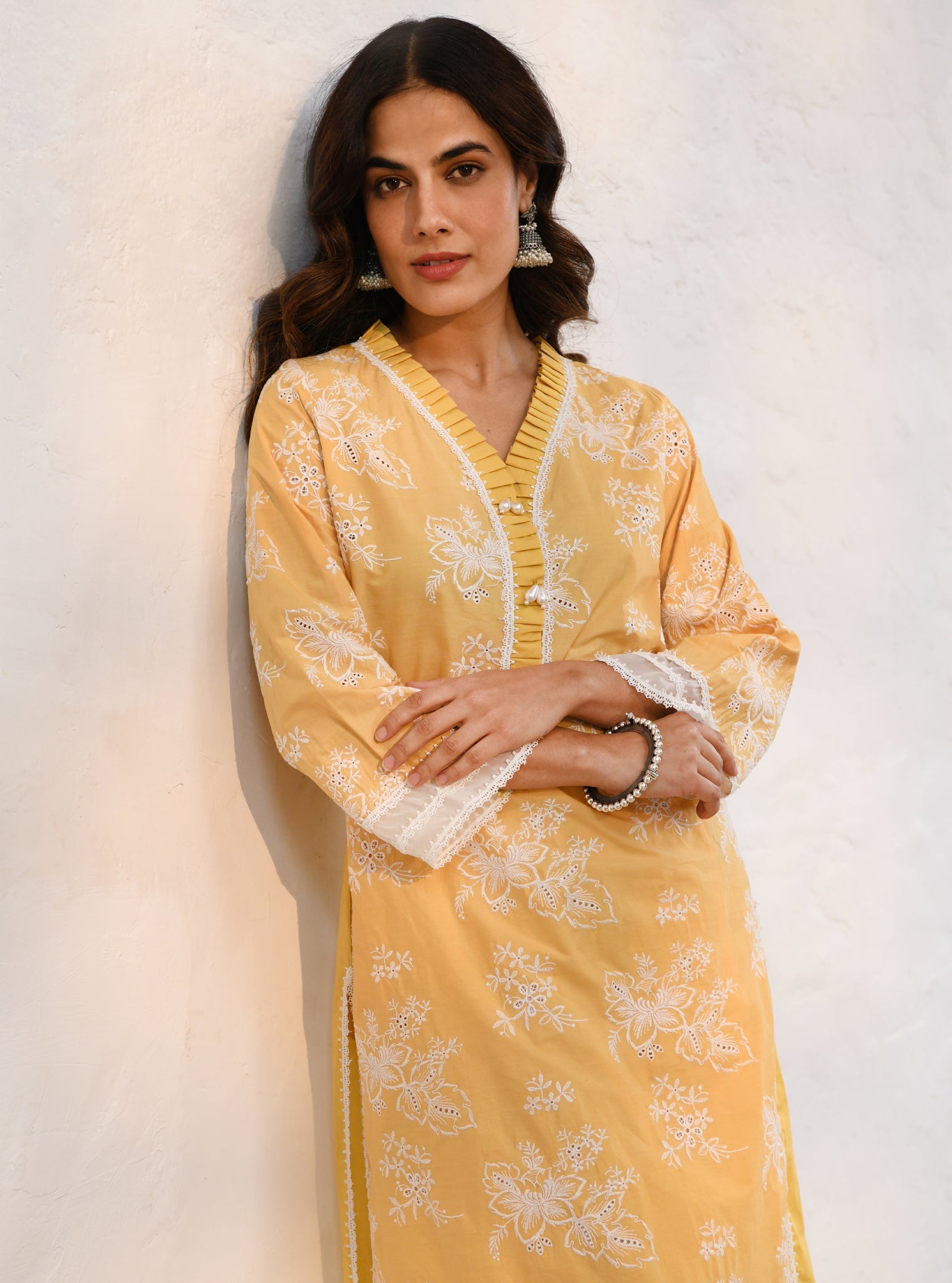 Mulmul Supima Cotton Verlem Yellow kurta