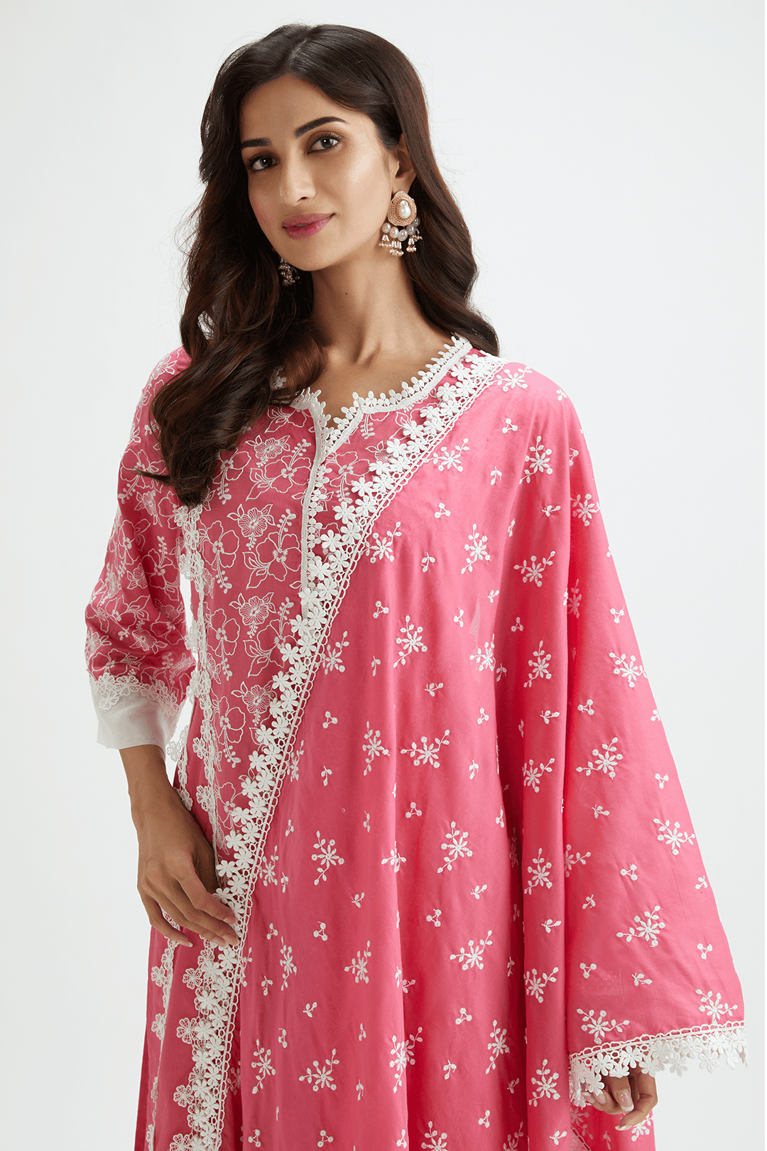 Mulmul Supima Cotton Magpie Fuchsia Dupatta