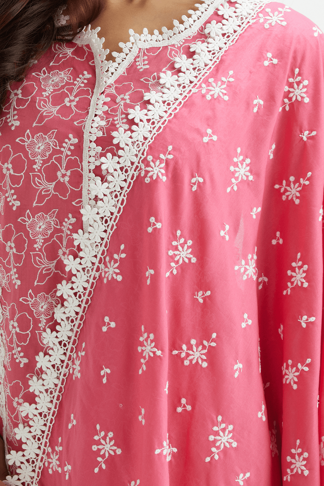 Mulmul Supima Cotton Magpie Fuchsia Dupatta