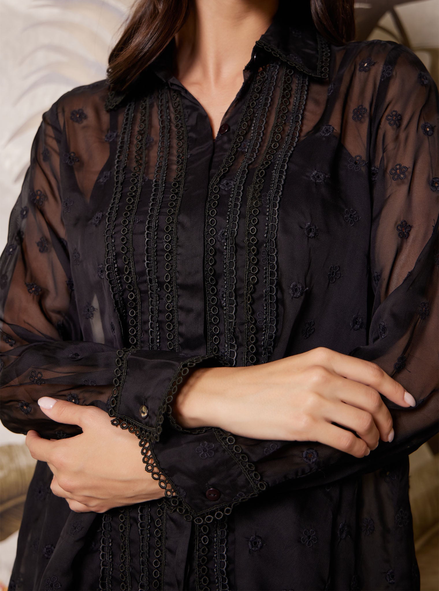 Adonis Organza Black Shirt