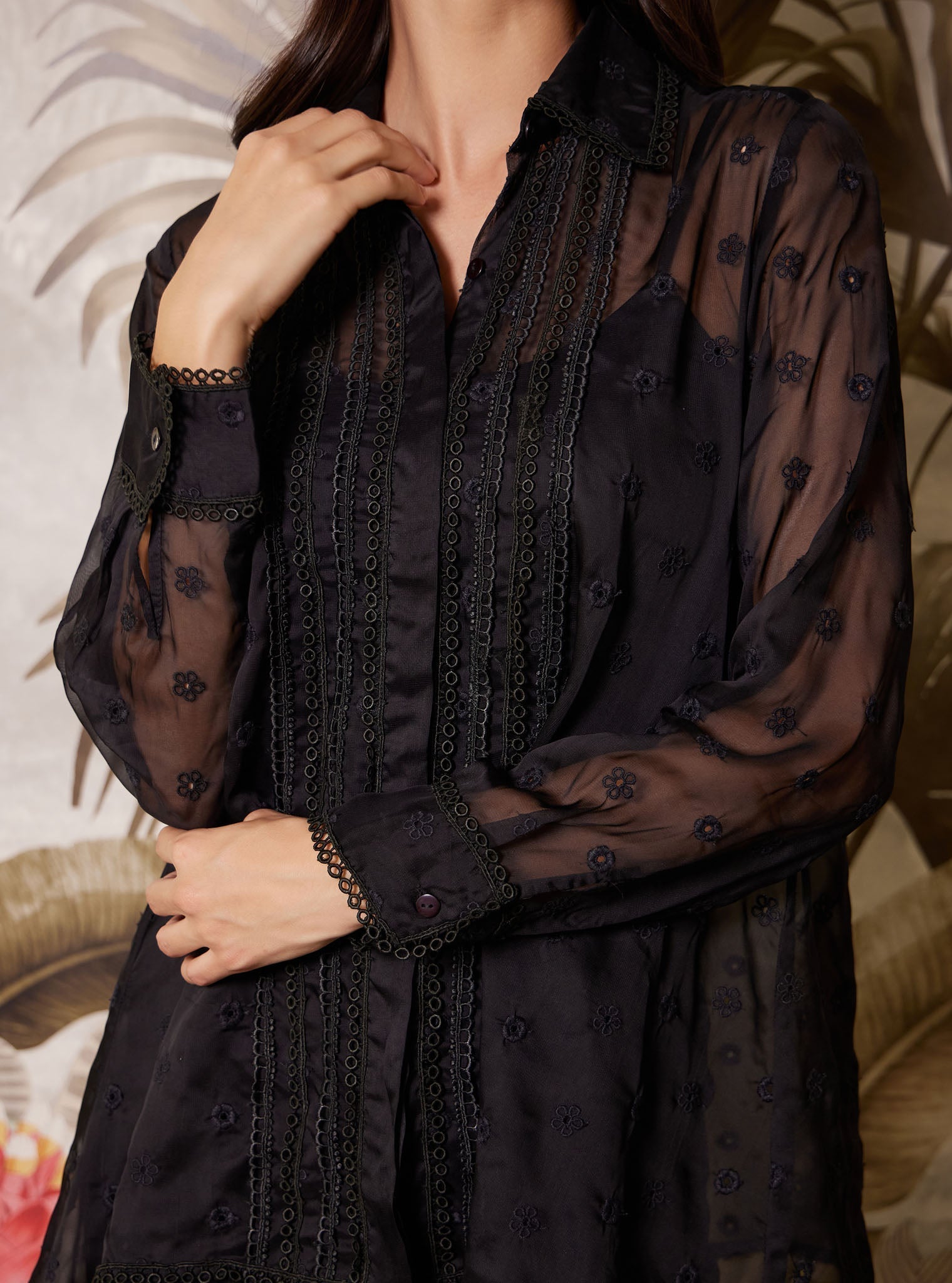 Adonis Organza Black Shirt