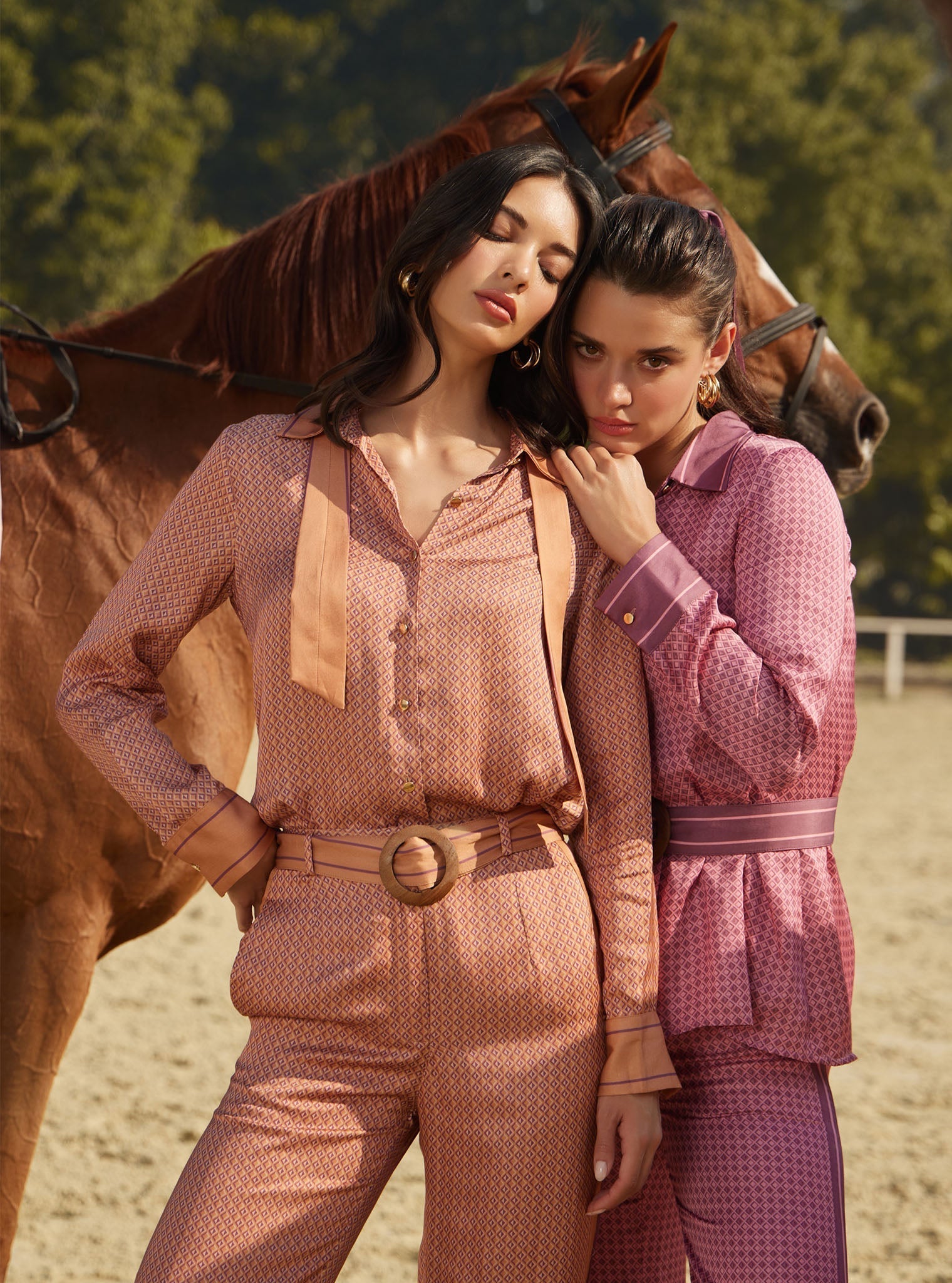 Eos Cupro Printed Brown Top