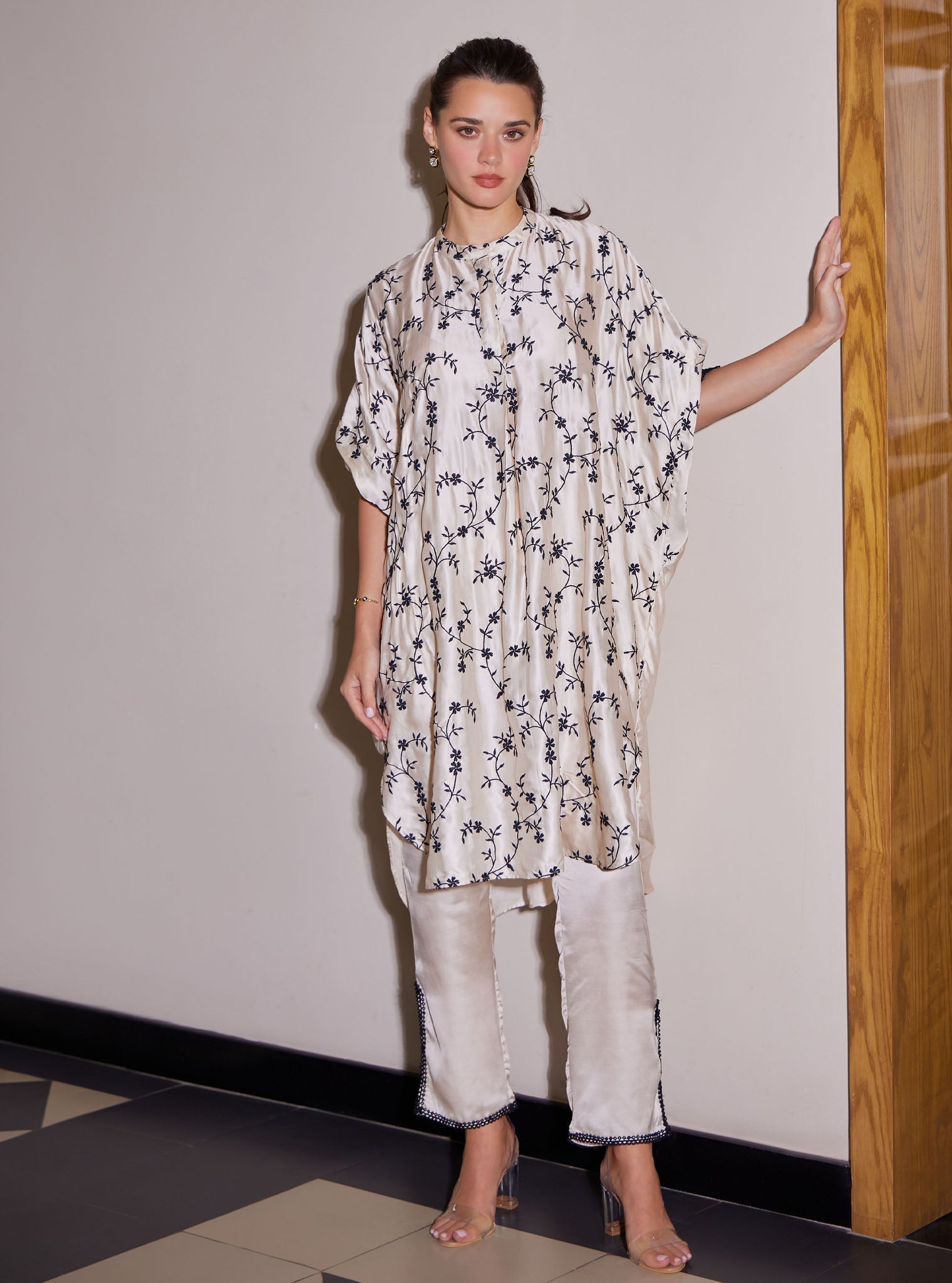 Mulmul Modal Satin Pheme Off White Pant