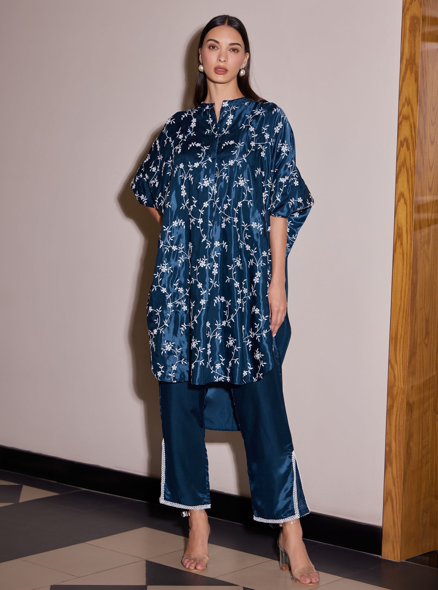 Pheme Modal Satin Navy Co-ord Set