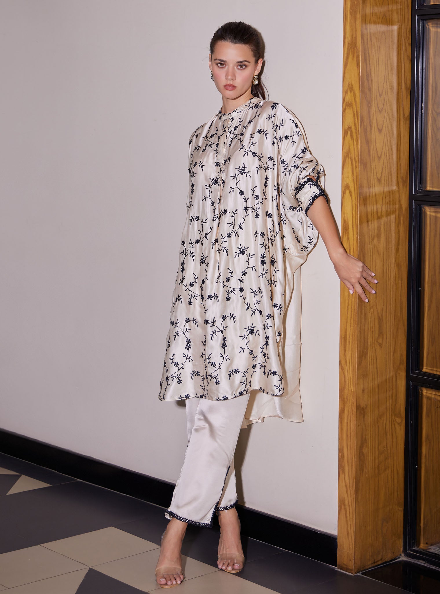 Pheme Luxe Satin Off White Co-ord Set