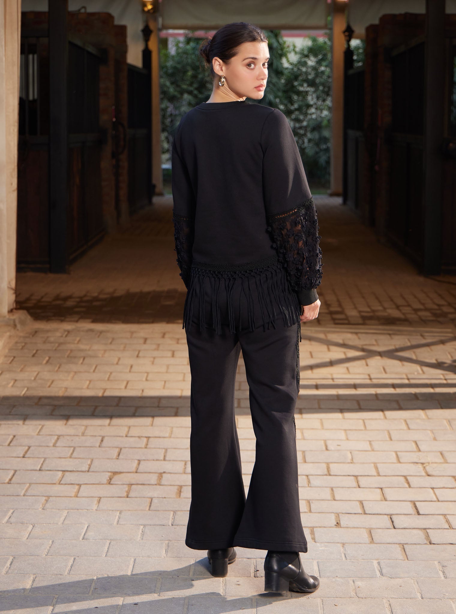 Althea Fleece Black Top