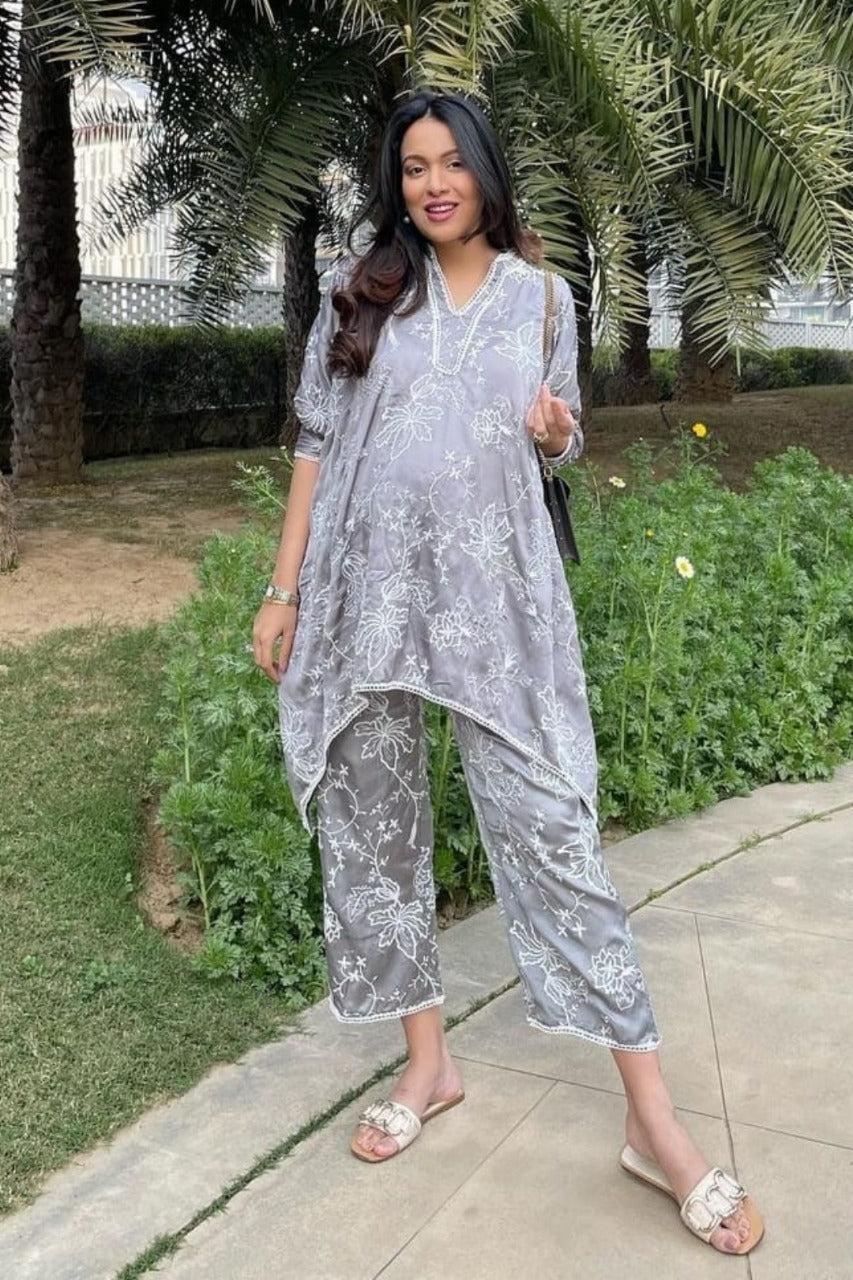 Lonain Cupro Grey Co-Ord Set