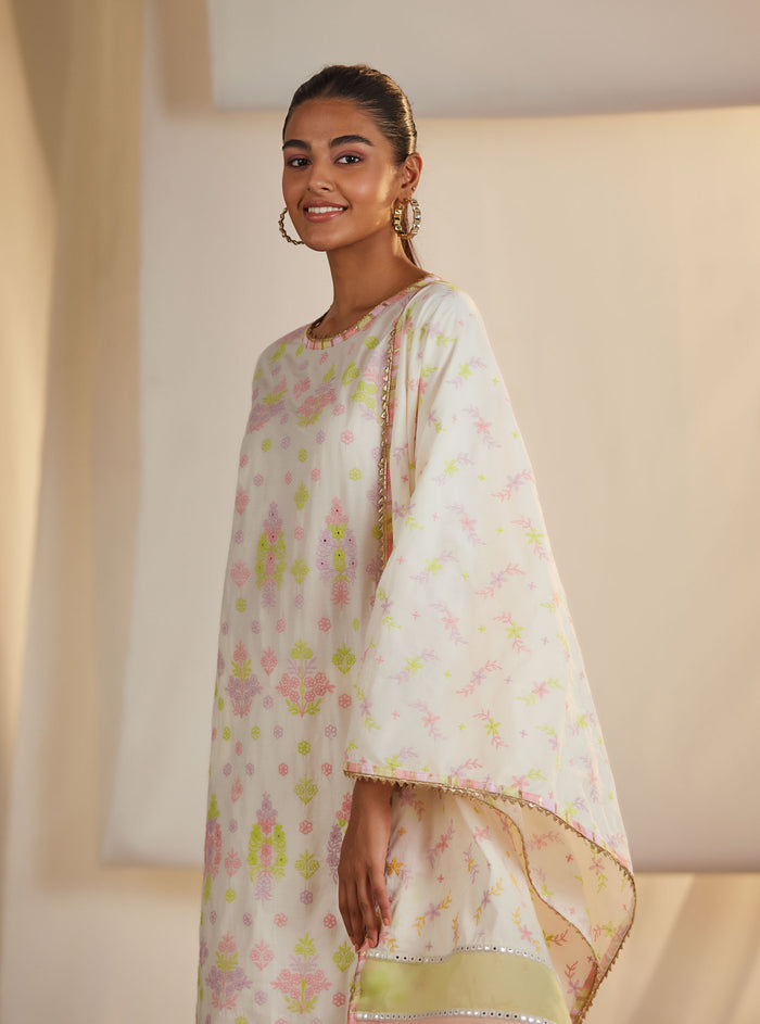Mulmul Supima Cotton Zahava Off White Kurta