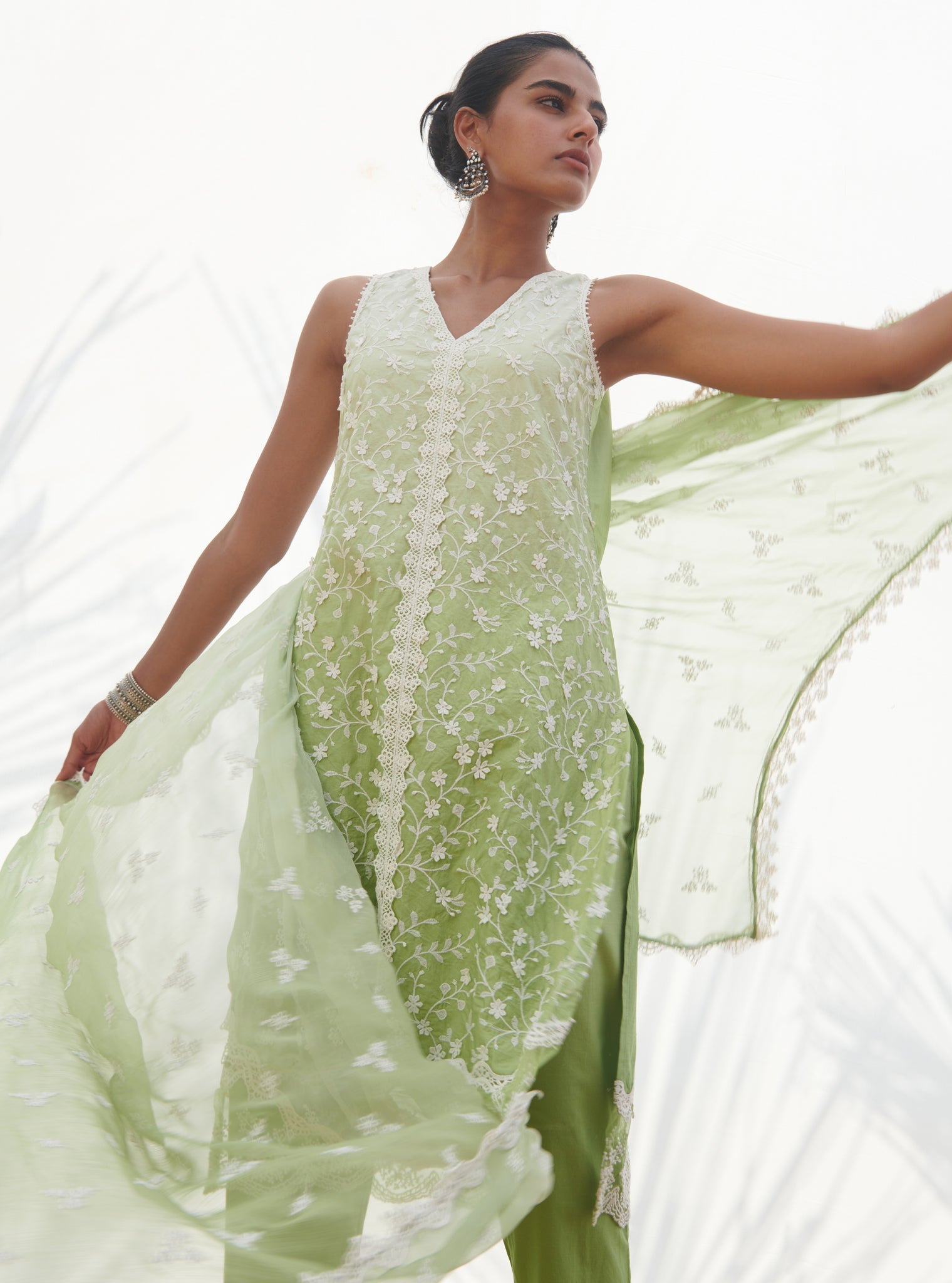 Mulmul Supima Cotton Mayem Green Dupatta