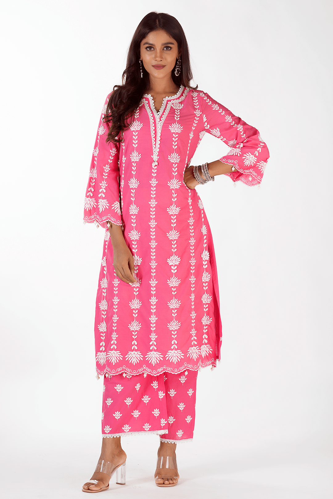 Mulmul Supima Cotton Zaira Fuchsia Palazzo