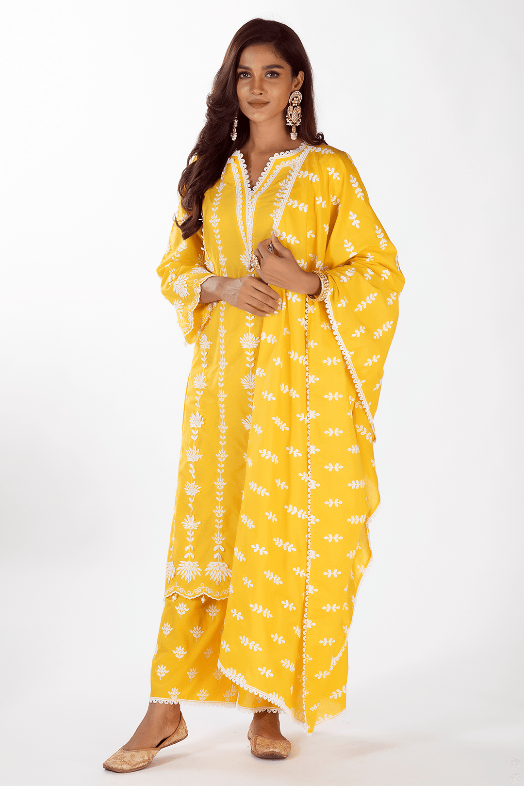 Mulmul Supima Cotton Paige Mango Dupatta