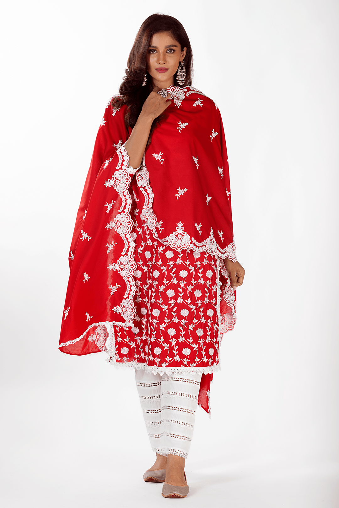 Mulmul Supima Cotton Rae Red Dupatta