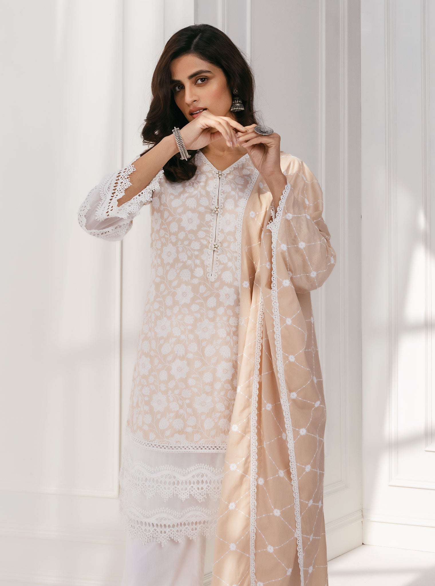 Mulmul Supima Cotton Barog Beige Kurta