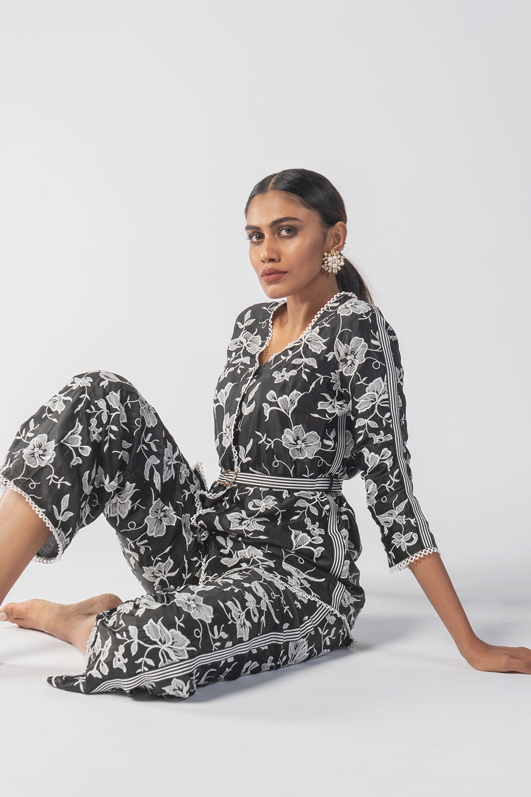 Mulmul Cupro Caroline Black Top