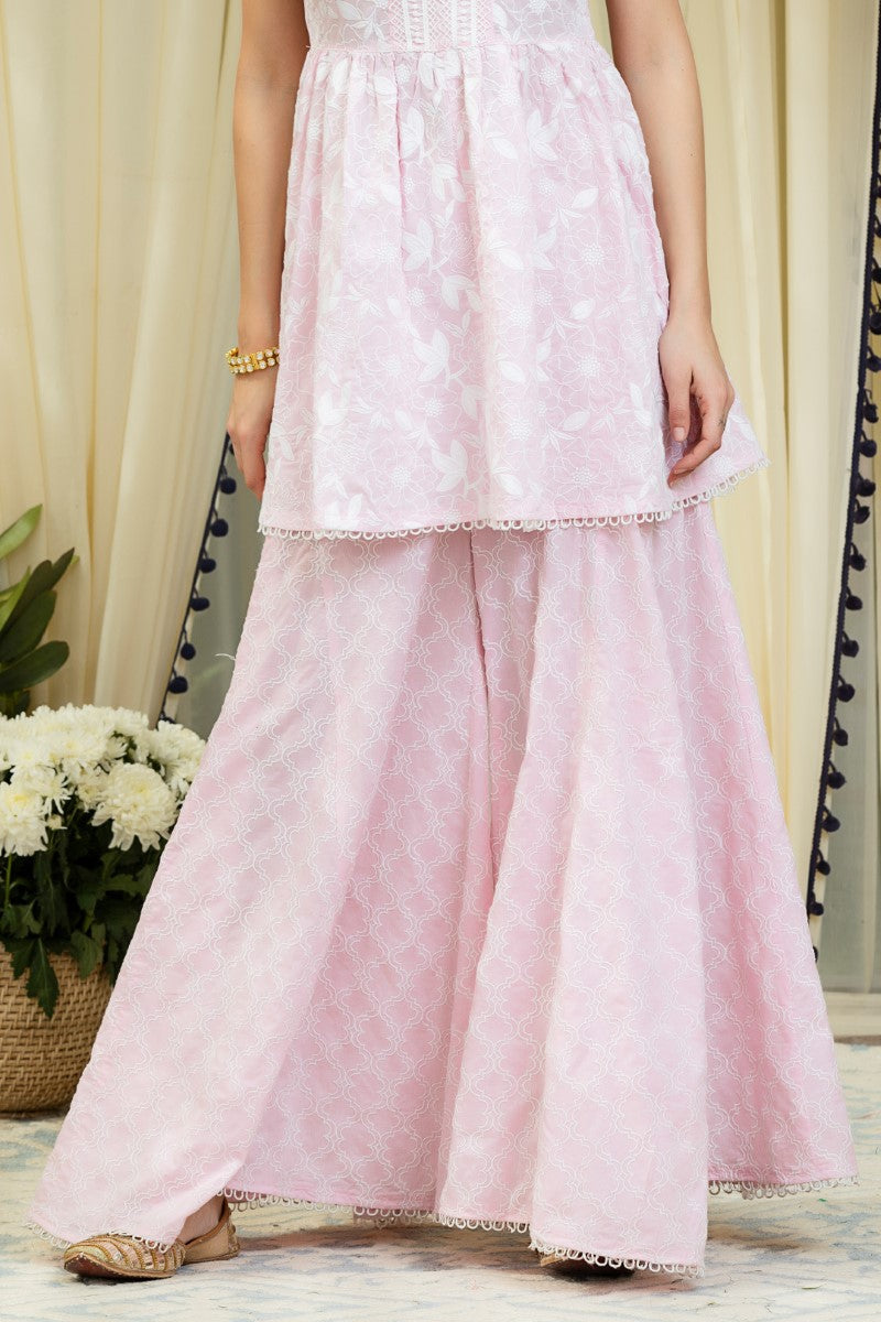 Mulmul Magnolia Embroidered sharara