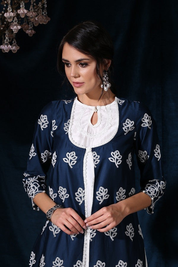 Rosedrop Navy Kurta