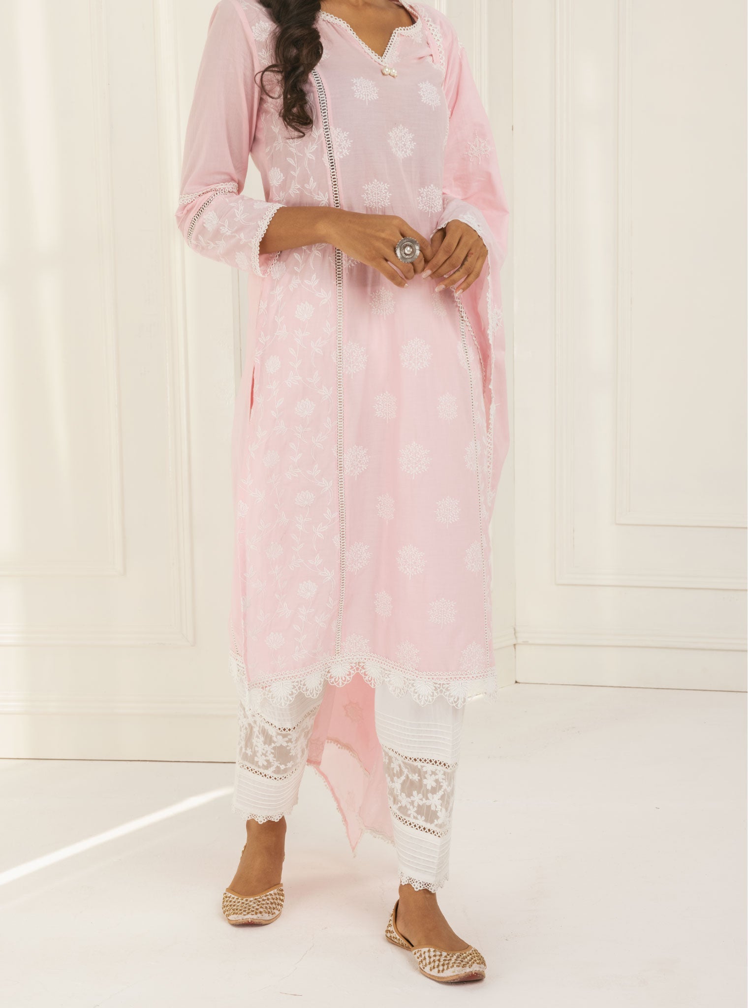 Mulmul Supima Cotton Kannur Pink Kurta