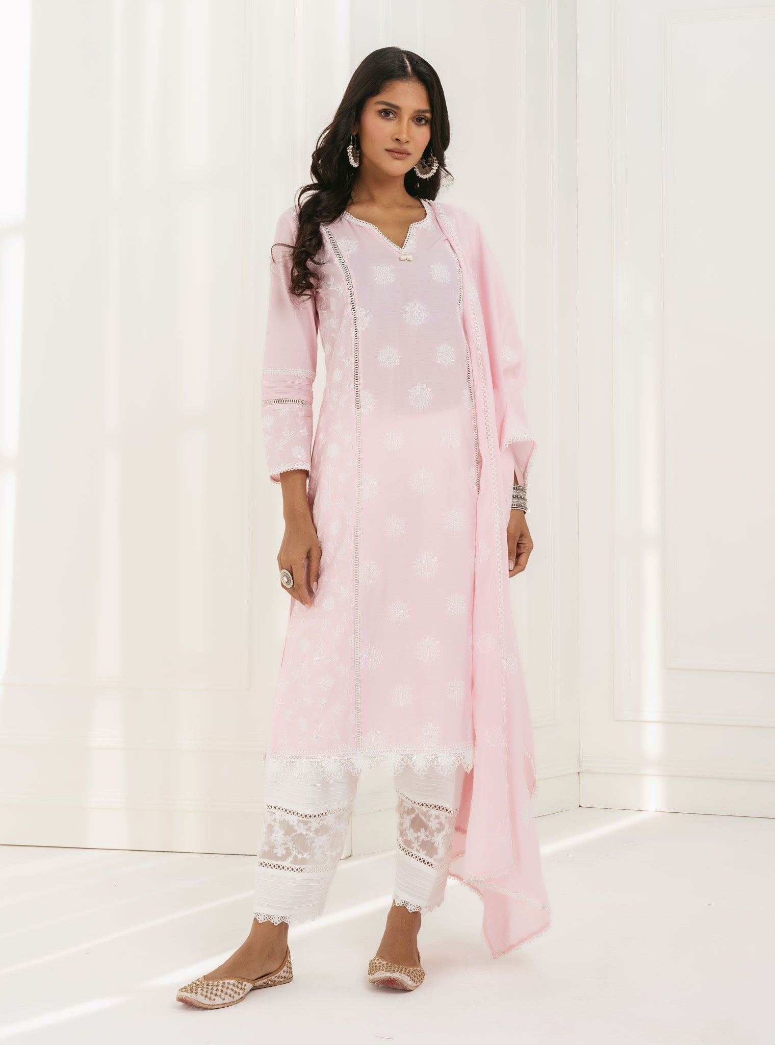 Mulmul Supima Cotton Kannur Pink Kurta