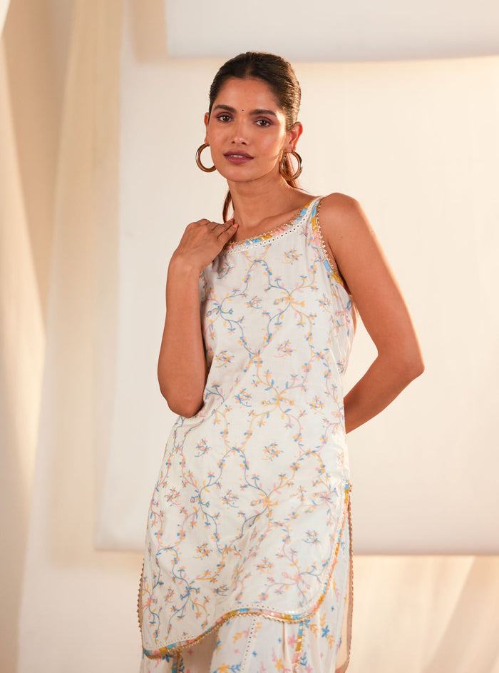 Mulmul Supima Cotton Makayla Off White Kurta