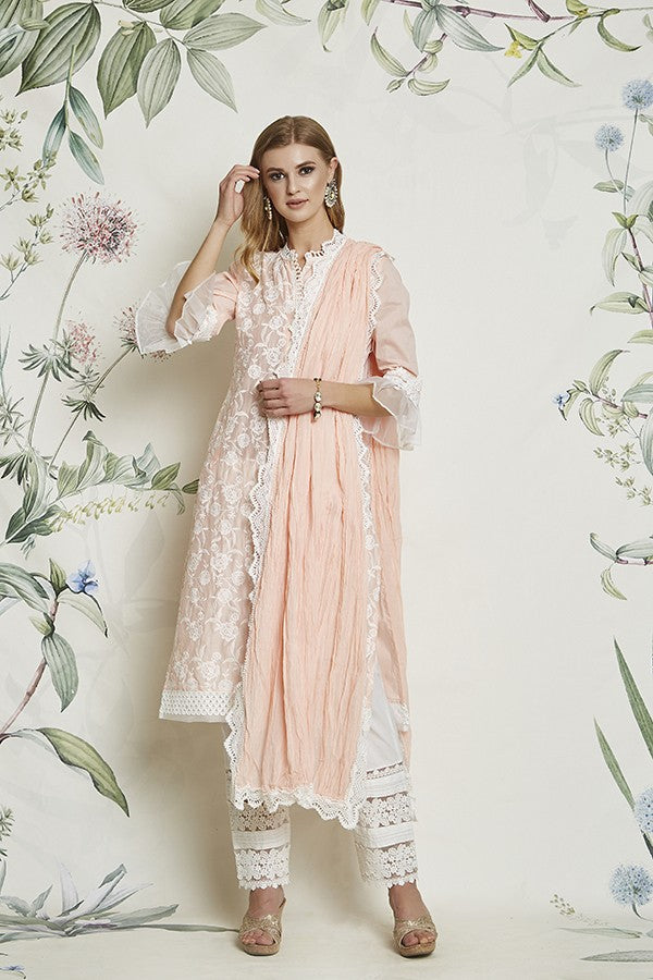 Crinkle Chunni Peach