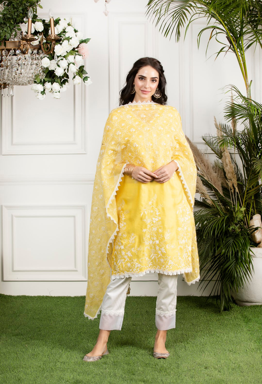 Morning Glory Organza Slim Kurta Set