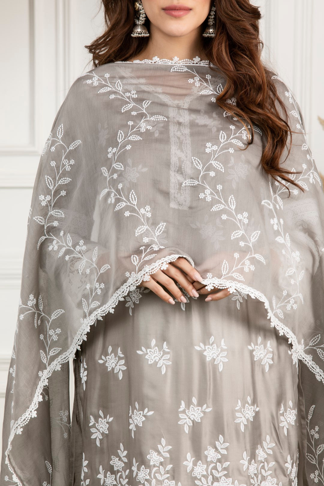 Embroidered Bel Chanderi Dupatta