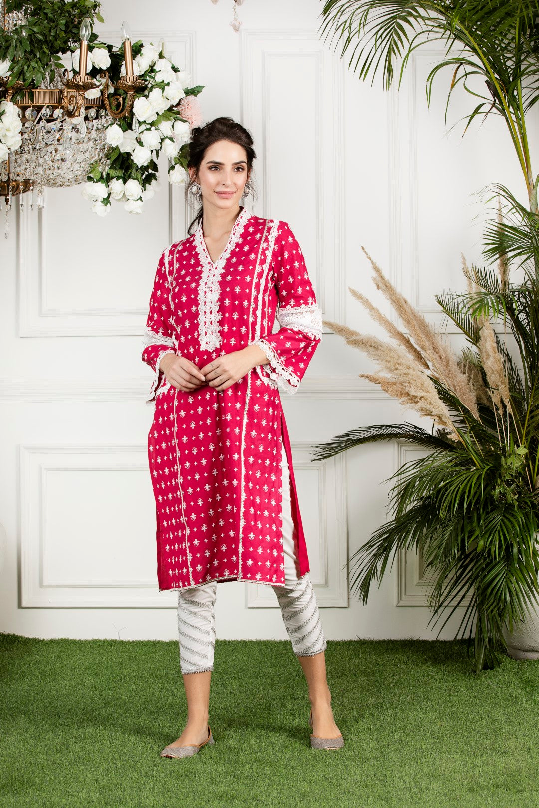 WinterBerry Supima Cotton Gota Diagonal Kurta Set