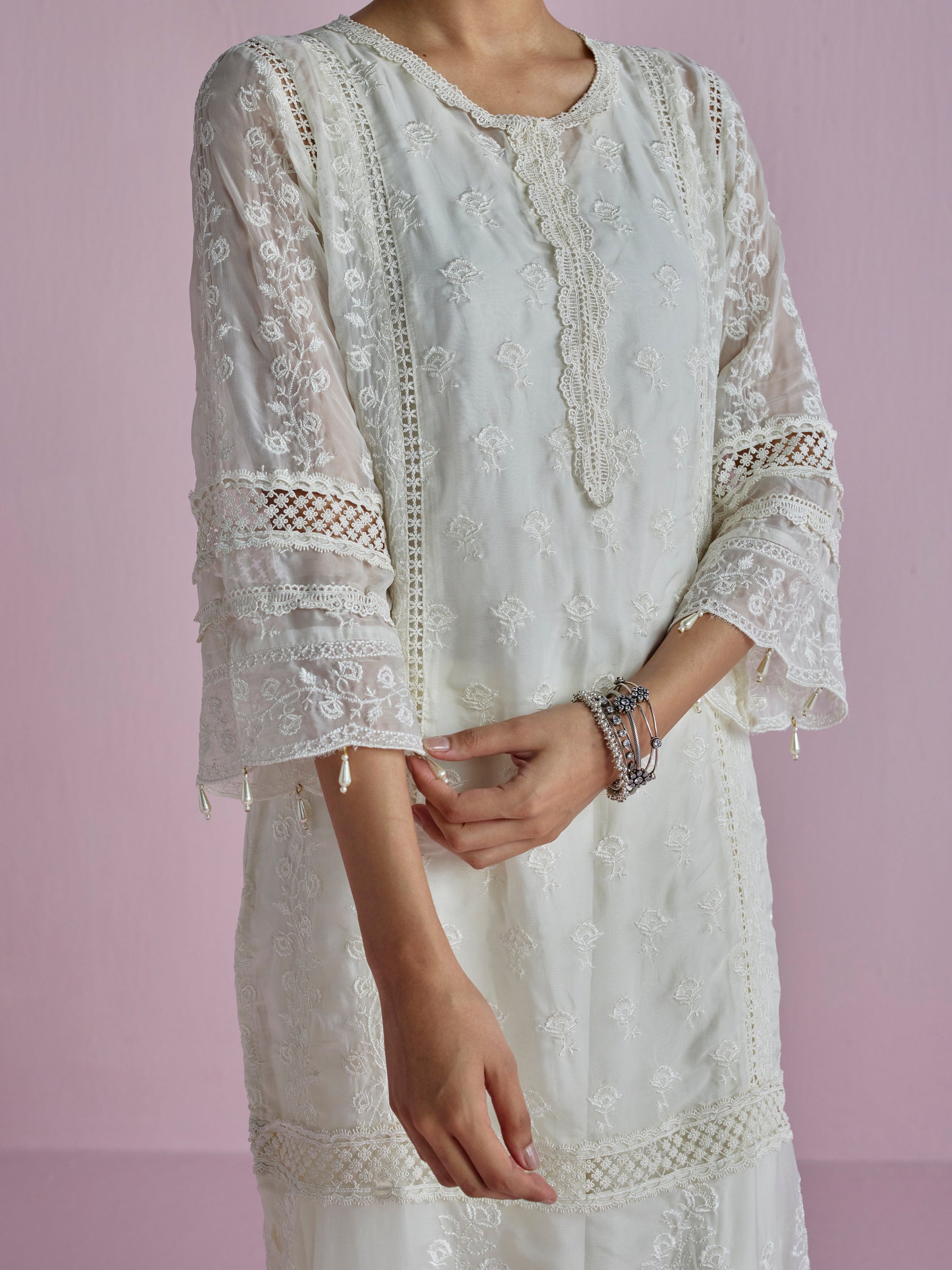 Yani Organza Off White Kurta Set