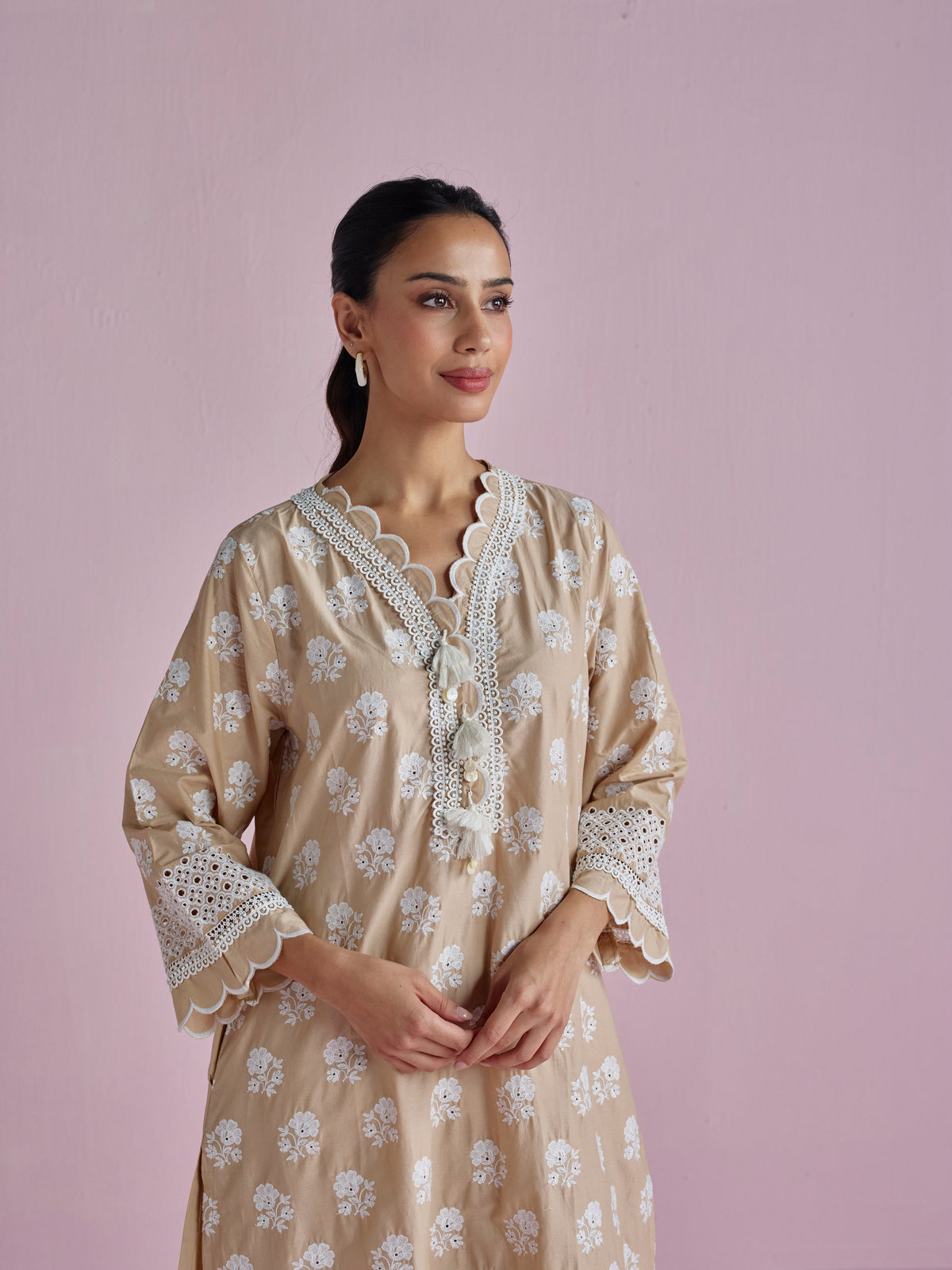 Avo Supima Cotton Beige Kurta Set