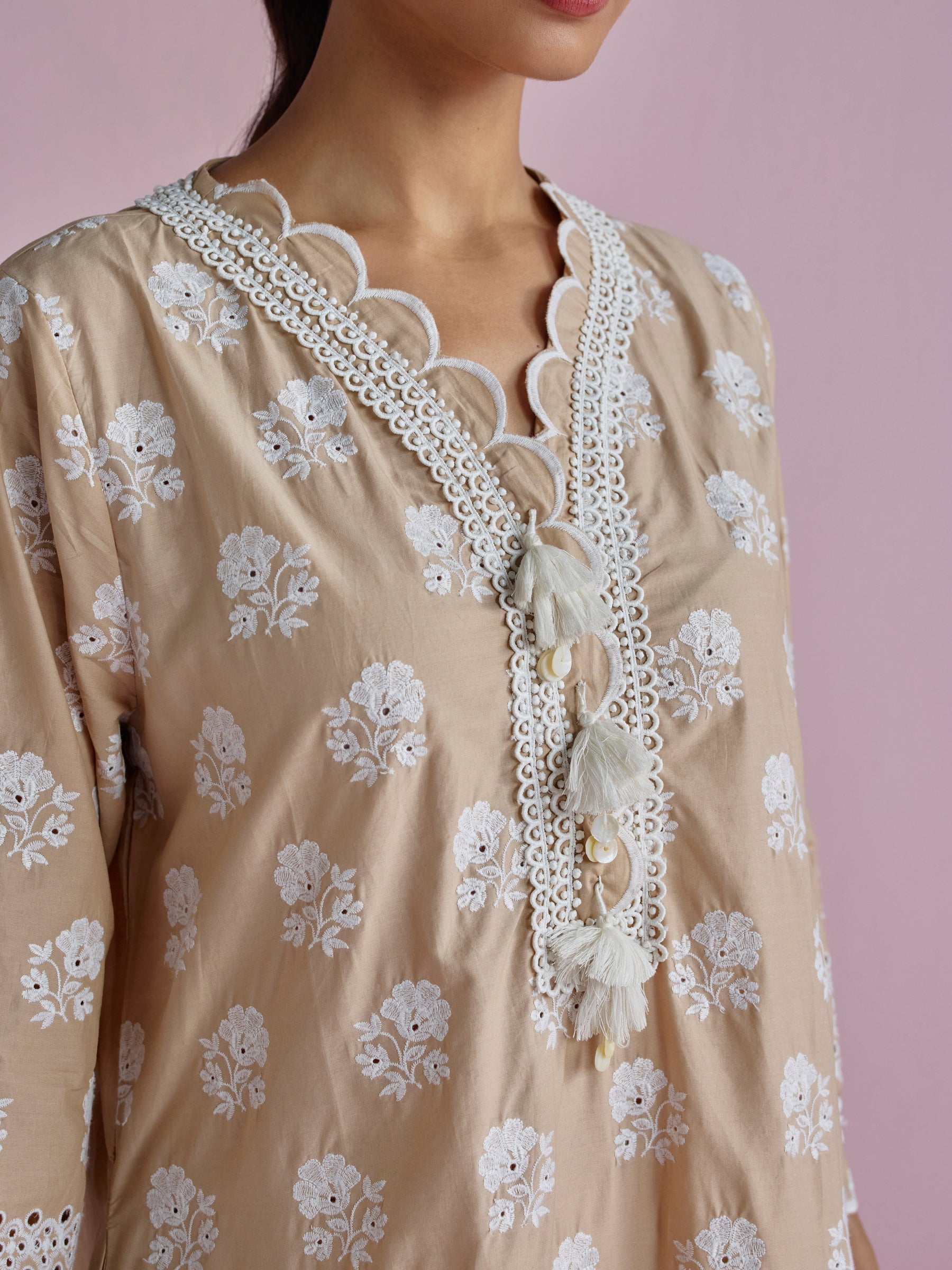 Avo Supima Cotton Beige Kurta Set
