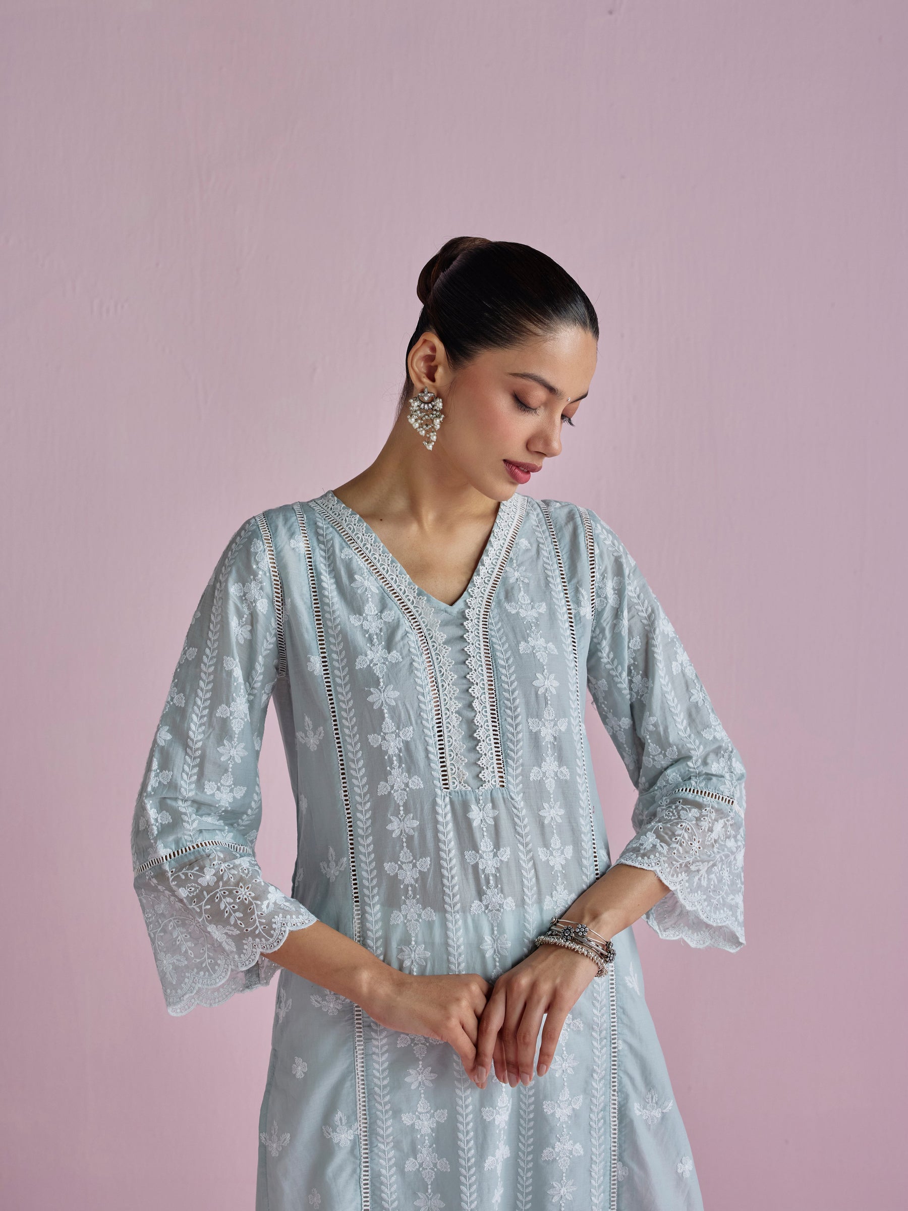Arpina Supima Cotton Light Blue Kurta Set