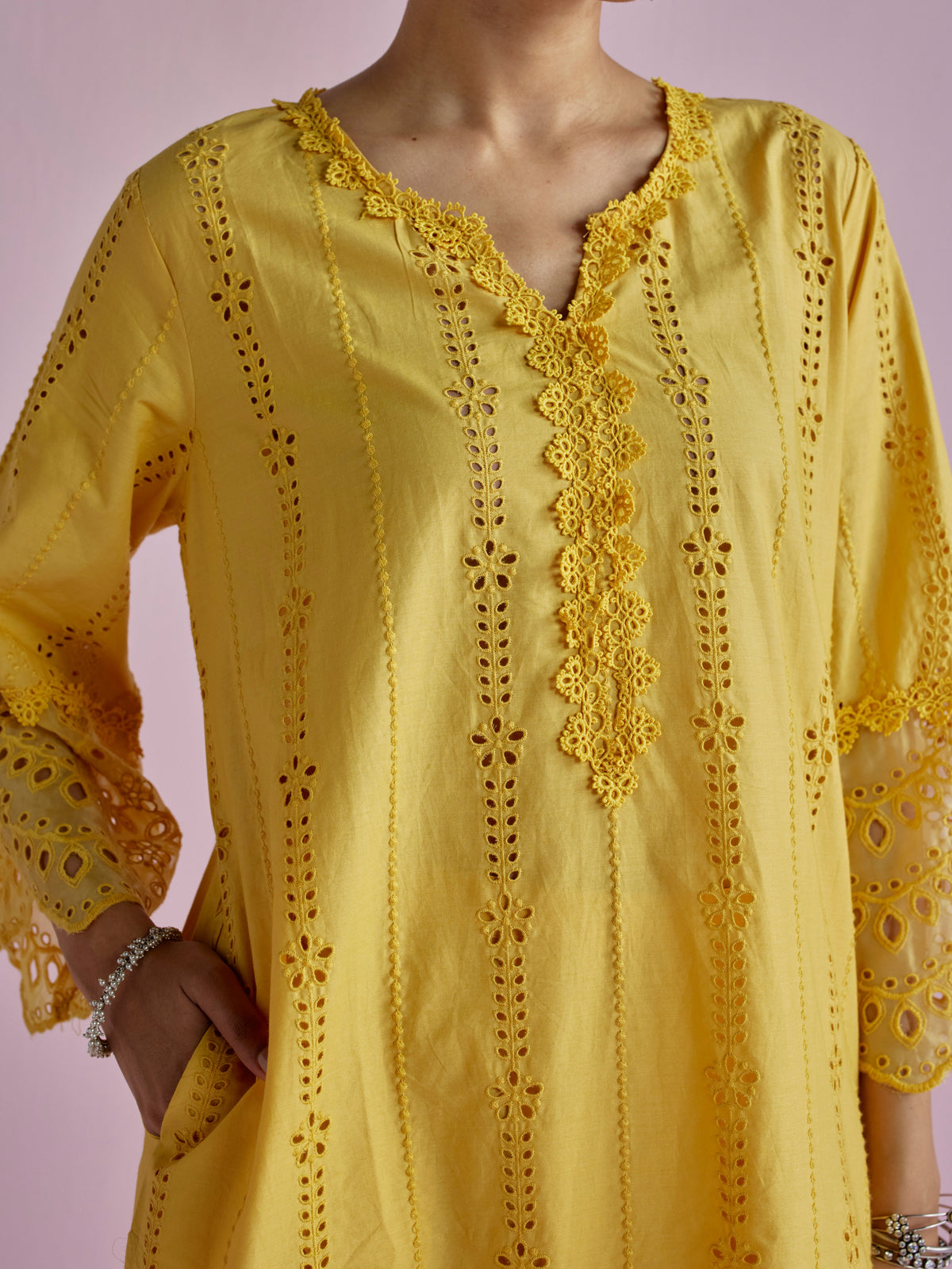 Vachi Supima Cotton Yellow Kurta Set