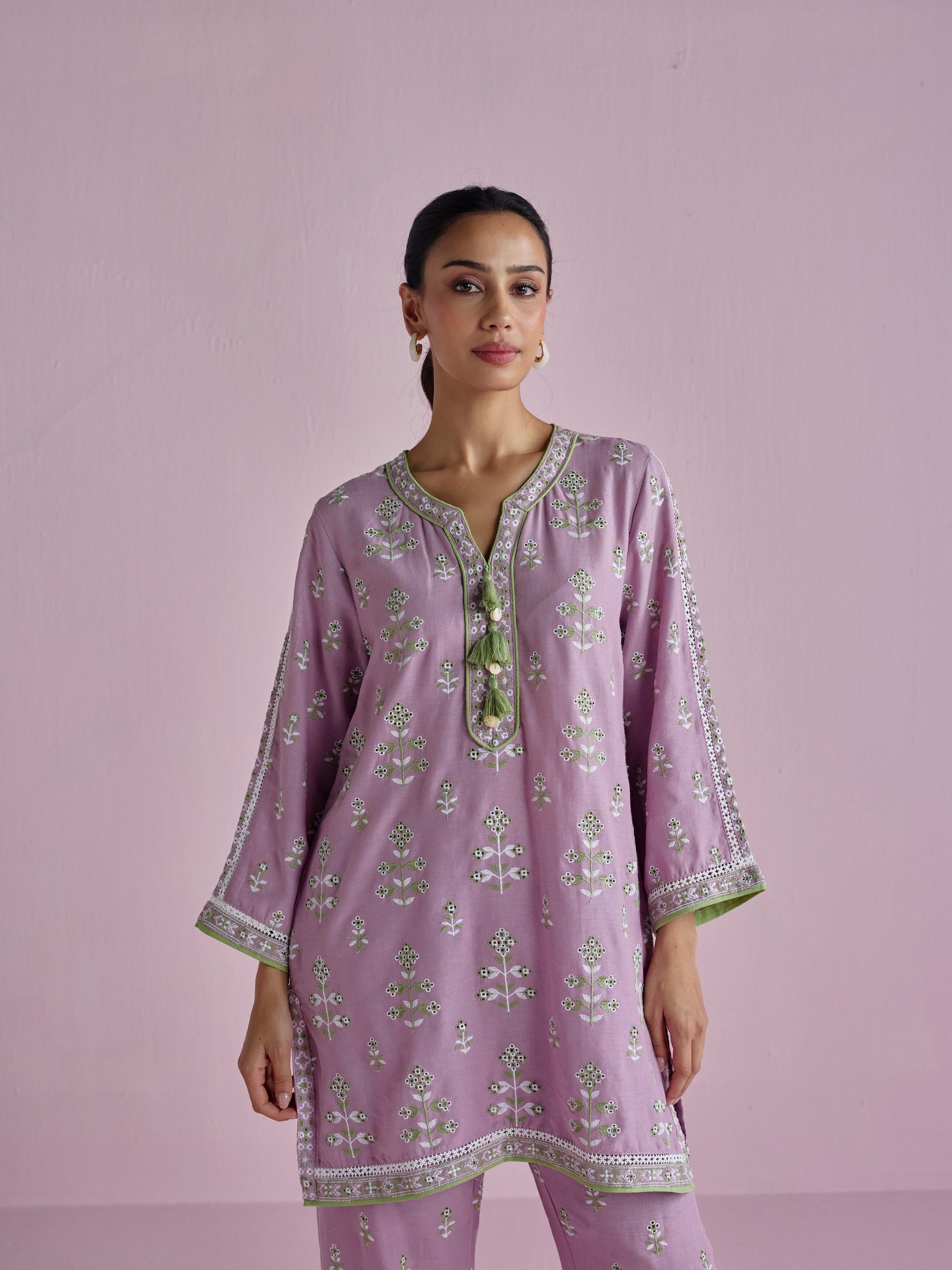 Zano Linen Lilac Kurta Set
