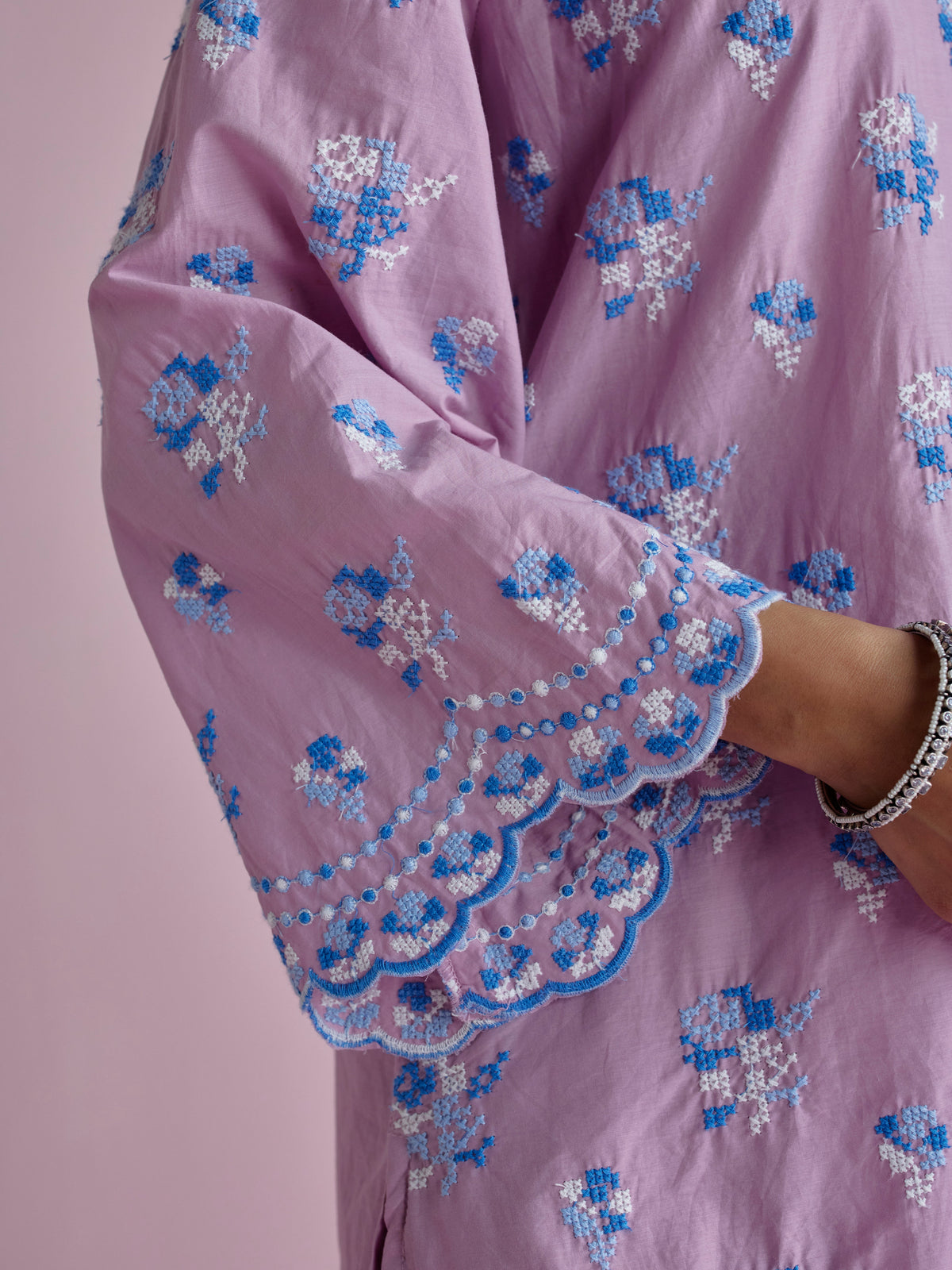 Aviya Supima Cotton Lilac Kurta With Farshi Salwar