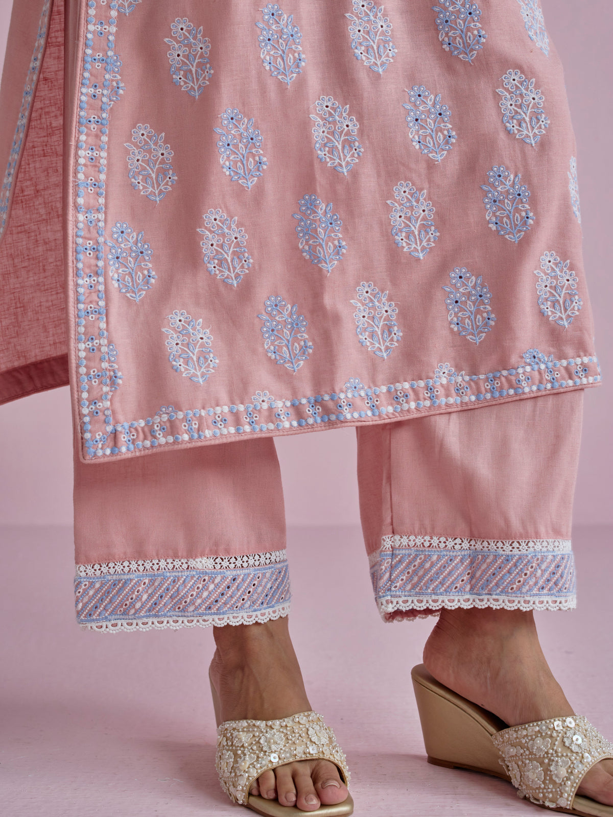 Lume Linen Pink Kurta Set